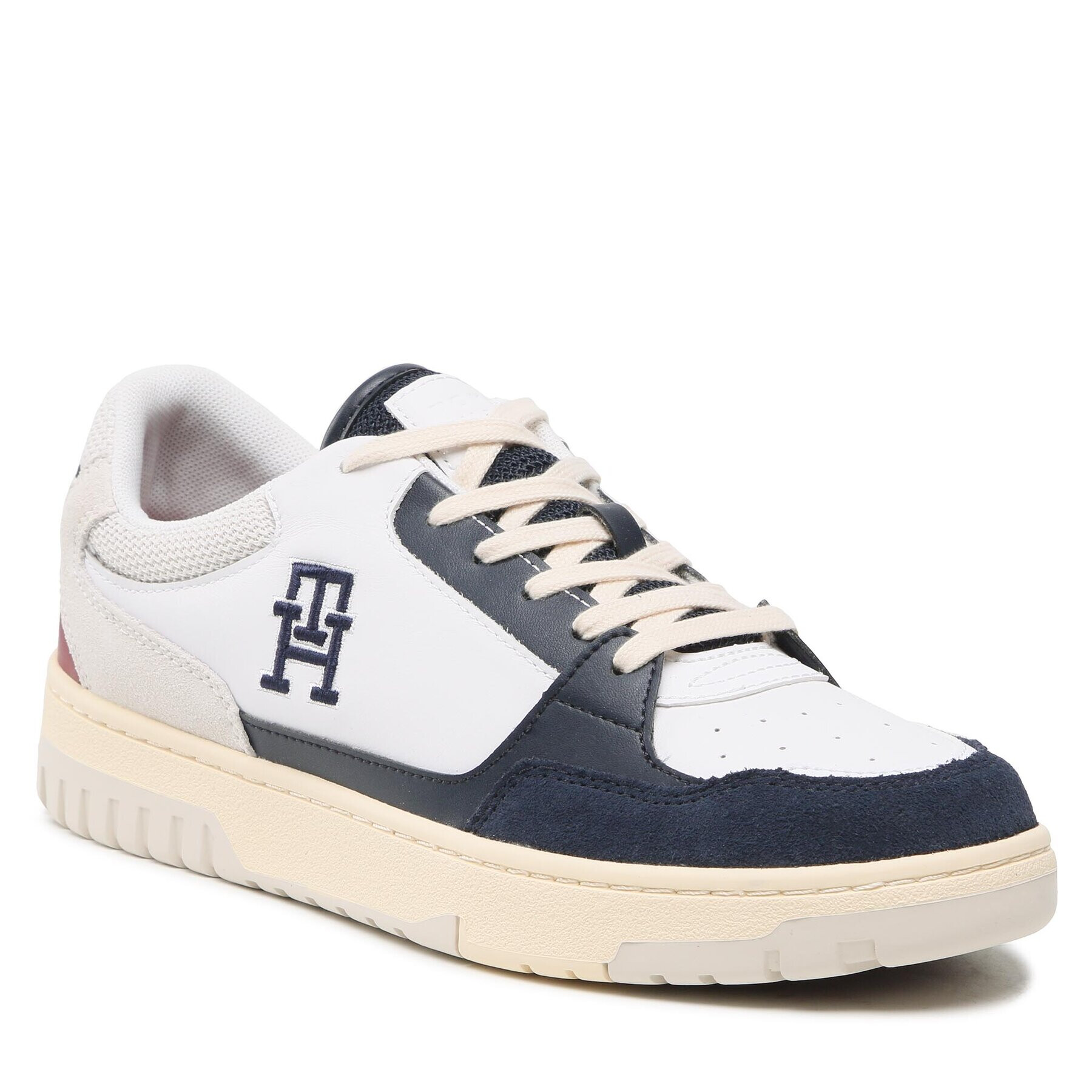 Tommy Hilfiger Sneakers Th Basket Street Mix FM0FM04728 Alb - Pled.ro