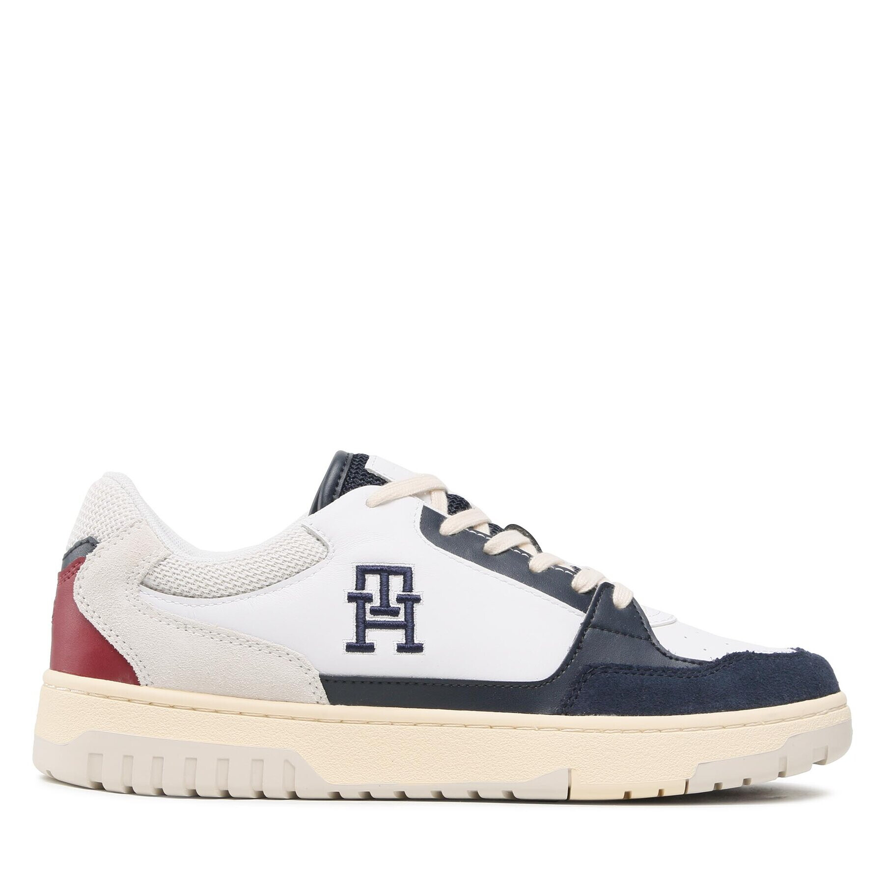 Tommy Hilfiger Sneakers Th Basket Street Mix FM0FM04728 Alb - Pled.ro