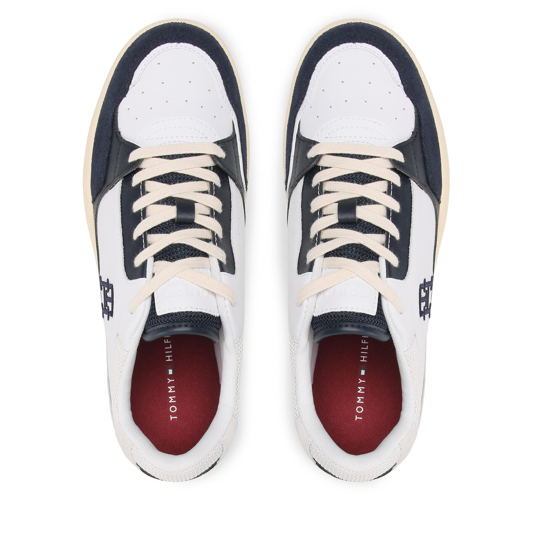 Tommy Hilfiger Sneakers Th Basket Street Mix FM0FM04728 Alb - Pled.ro