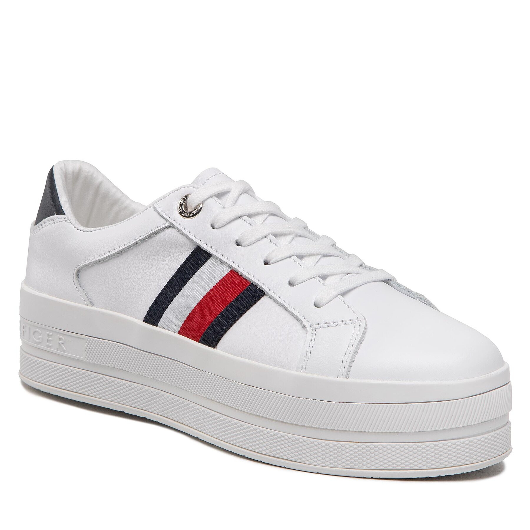 Tommy Hilfiger Sneakers Th Webbing Flatform Cupsole FW0FW06731 Alb - Pled.ro