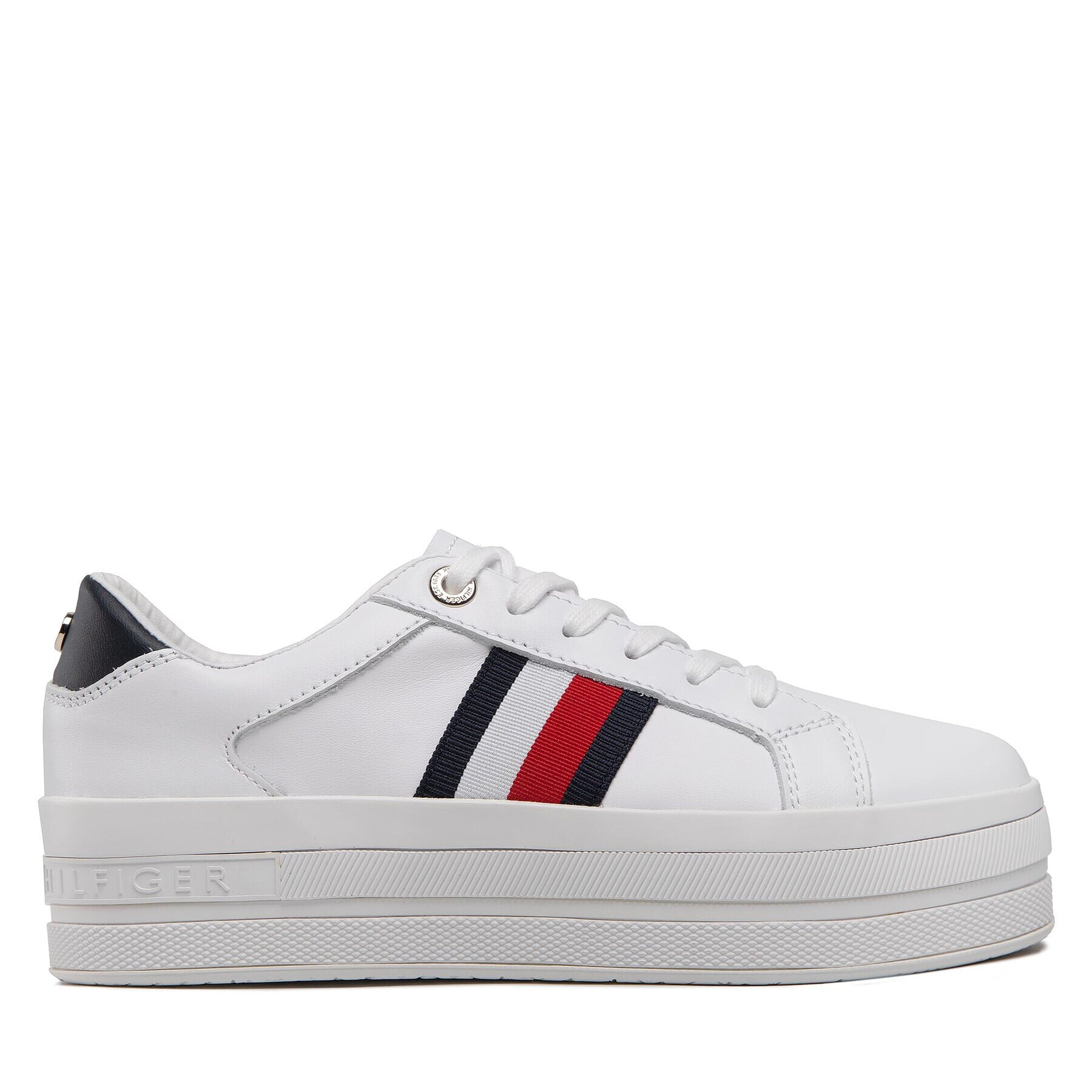 Tommy Hilfiger Sneakers Th Webbing Flatform Cupsole FW0FW06731 Alb - Pled.ro