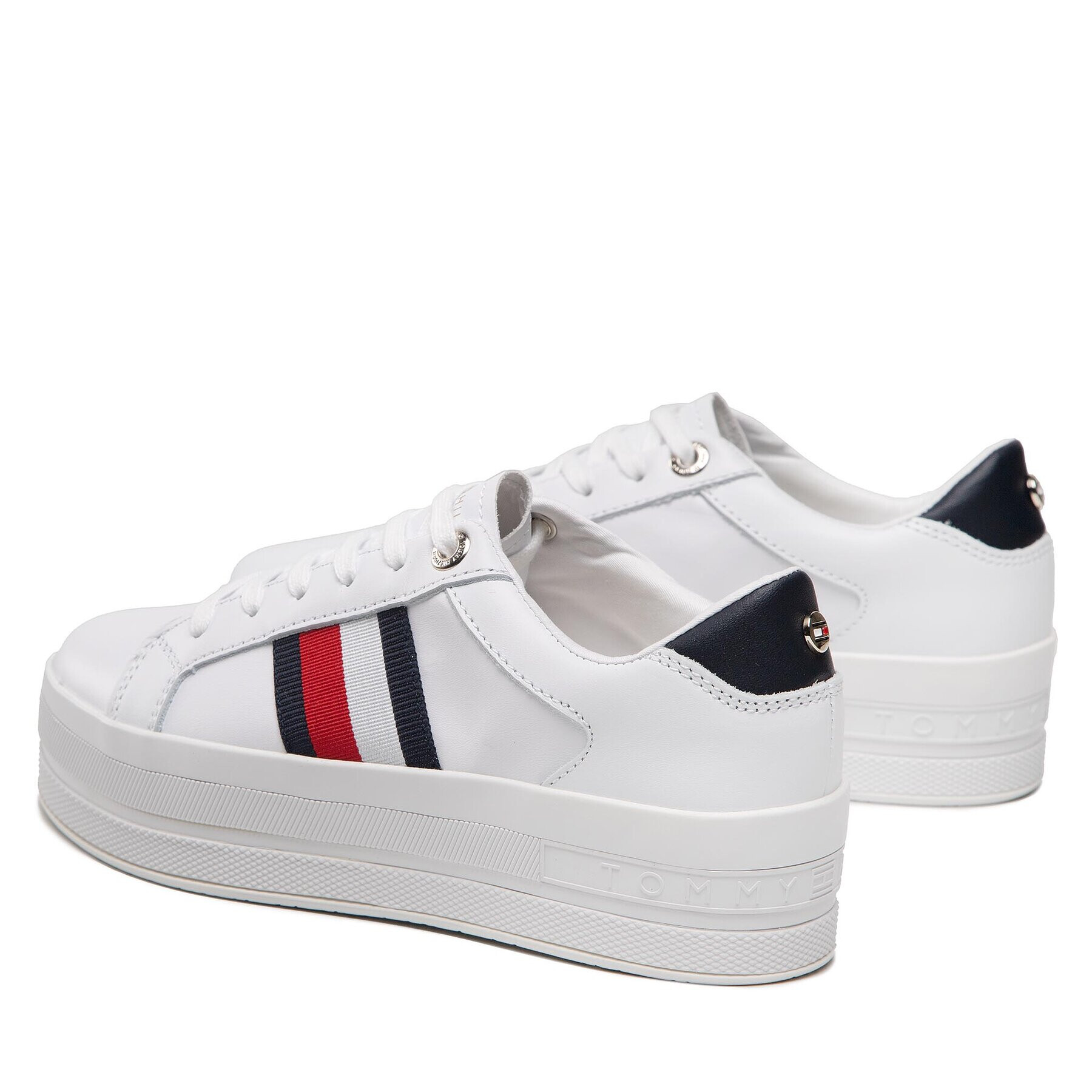 Tommy Hilfiger Sneakers Th Webbing Flatform Cupsole FW0FW06731 Alb - Pled.ro