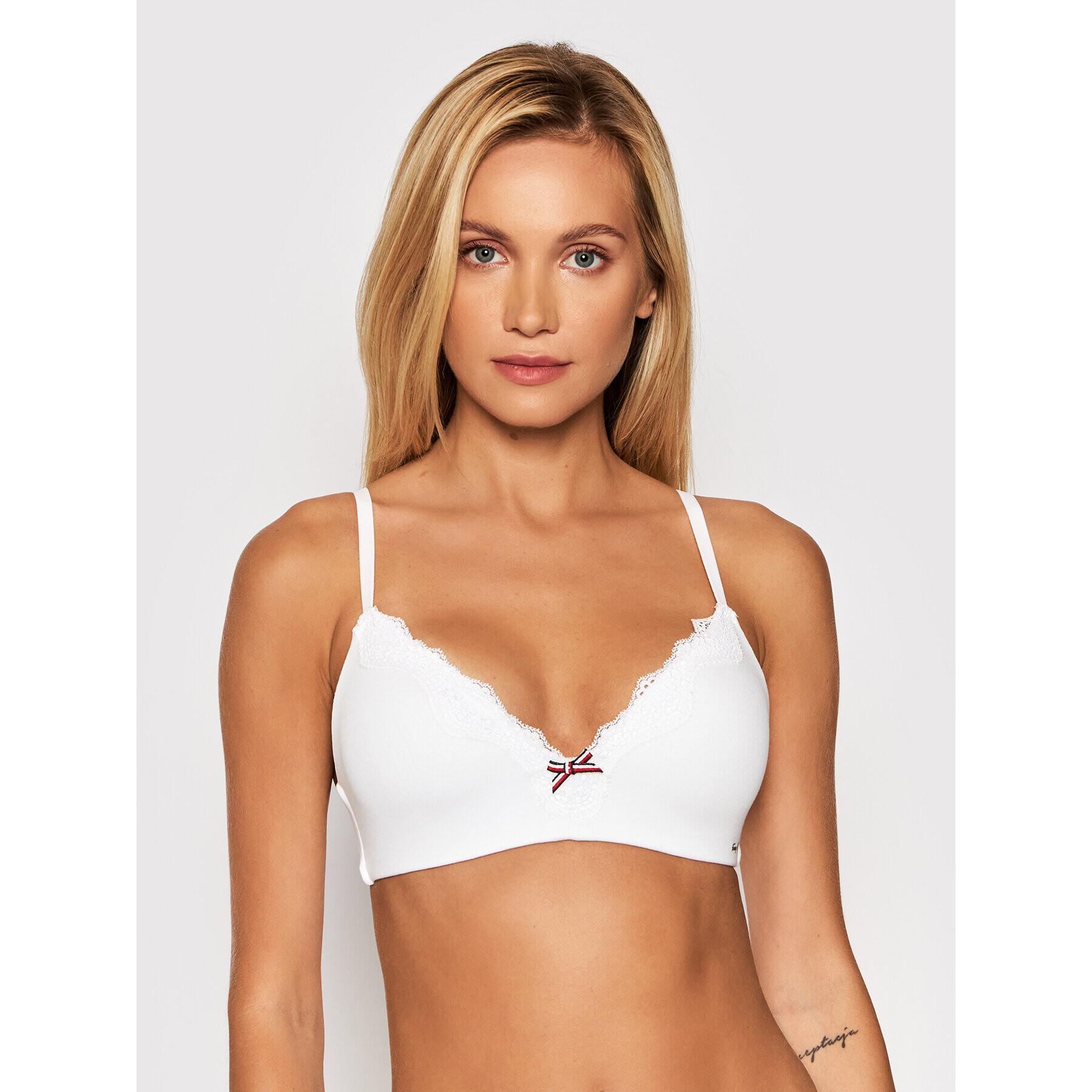 Tommy Hilfiger Sutien Bralette Lightly Lined UW0UW02755 Alb - Pled.ro