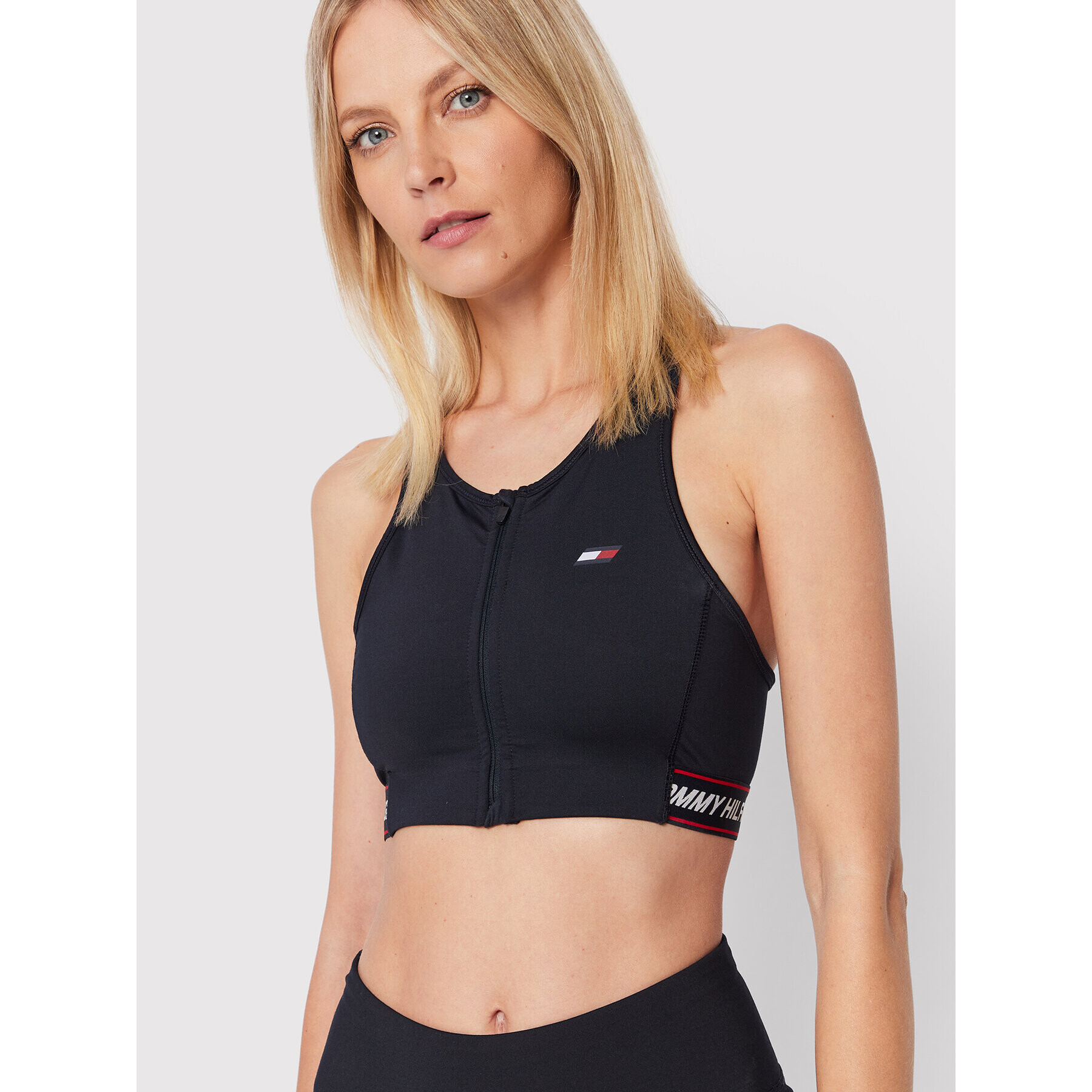 Tommy Hilfiger Sutien top Tape Zip Through S10S101435 Bleumarin - Pled.ro