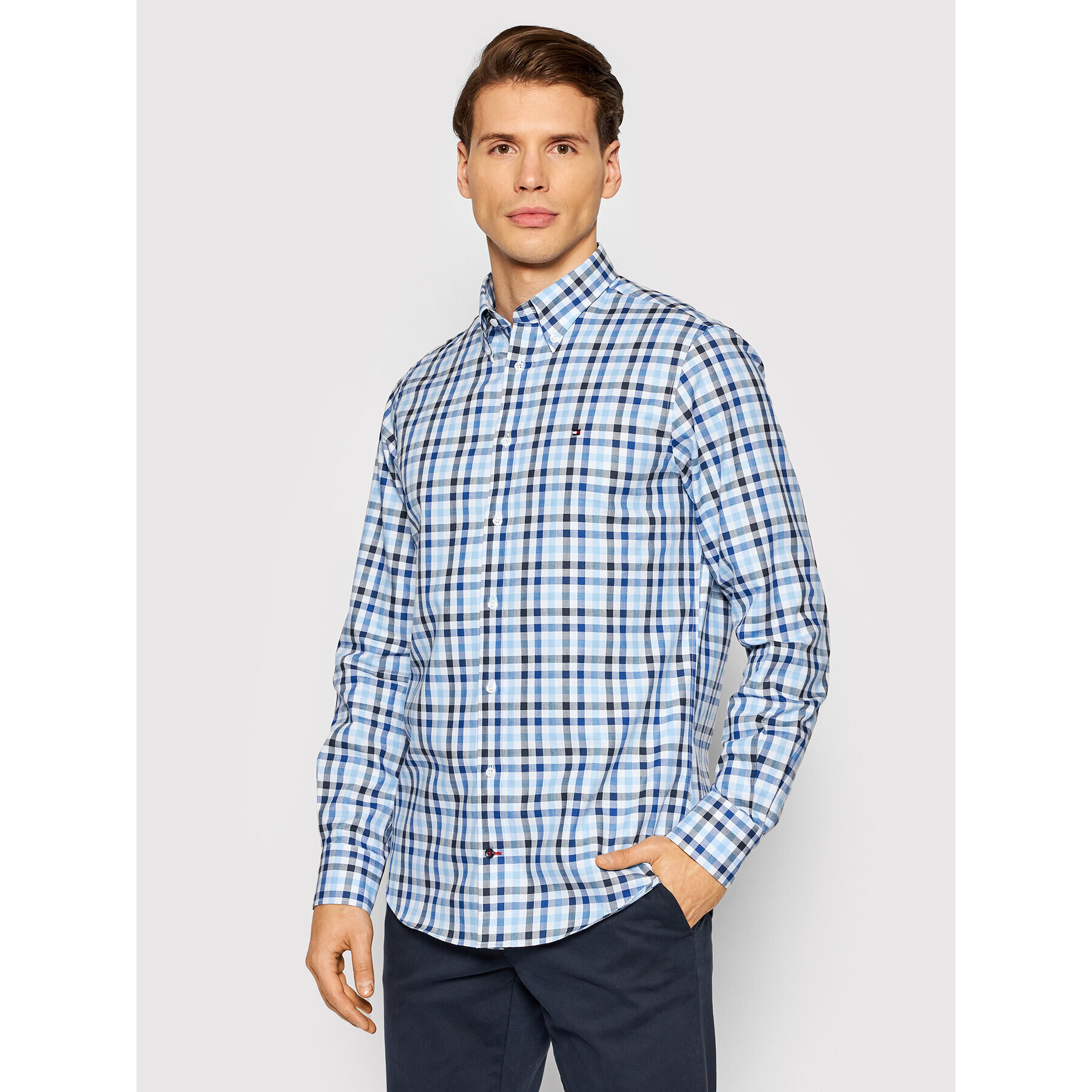 Tommy Hilfiger Tailored Cămașă Herringbone MW0MW20830 Albastru Regular Fit - Pled.ro