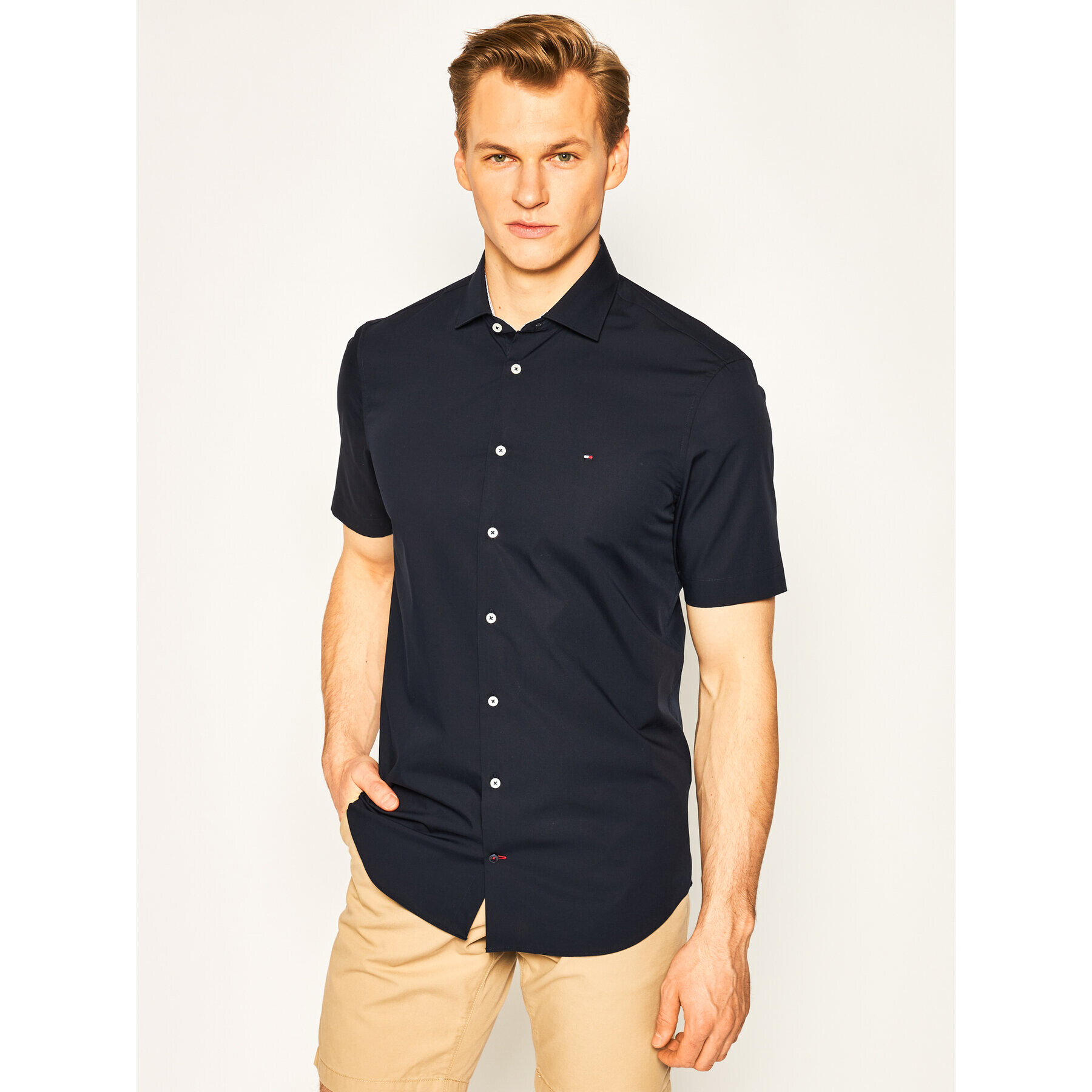 Tommy Hilfiger Tailored Cămașă Poplin Classic TT0TT07314 Bleumarin Slim Fit - Pled.ro