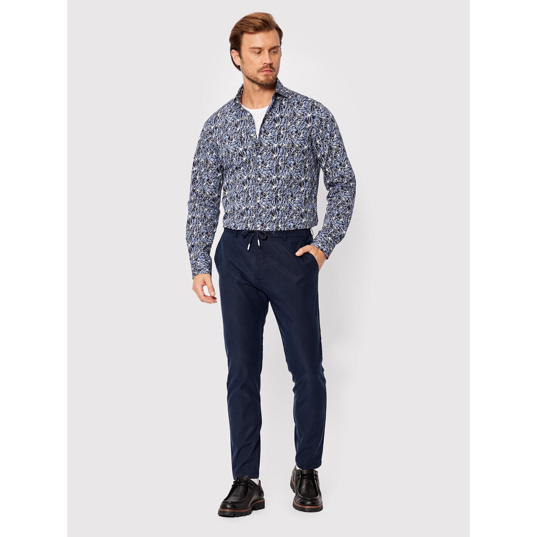 Tommy Hilfiger Tailored Cămașă Abstrict Flower MW0MW26855 Bleumarin Slim Fit - Pled.ro