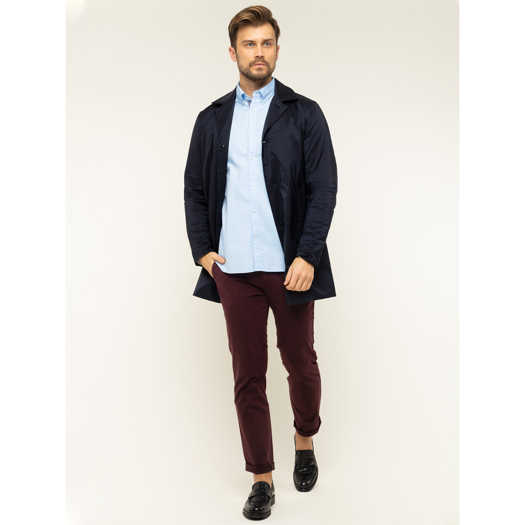 Tommy Hilfiger Tailored Palton de iarnă Carcoat TT0TT06416 Bleumarin Regular Fit - Pled.ro