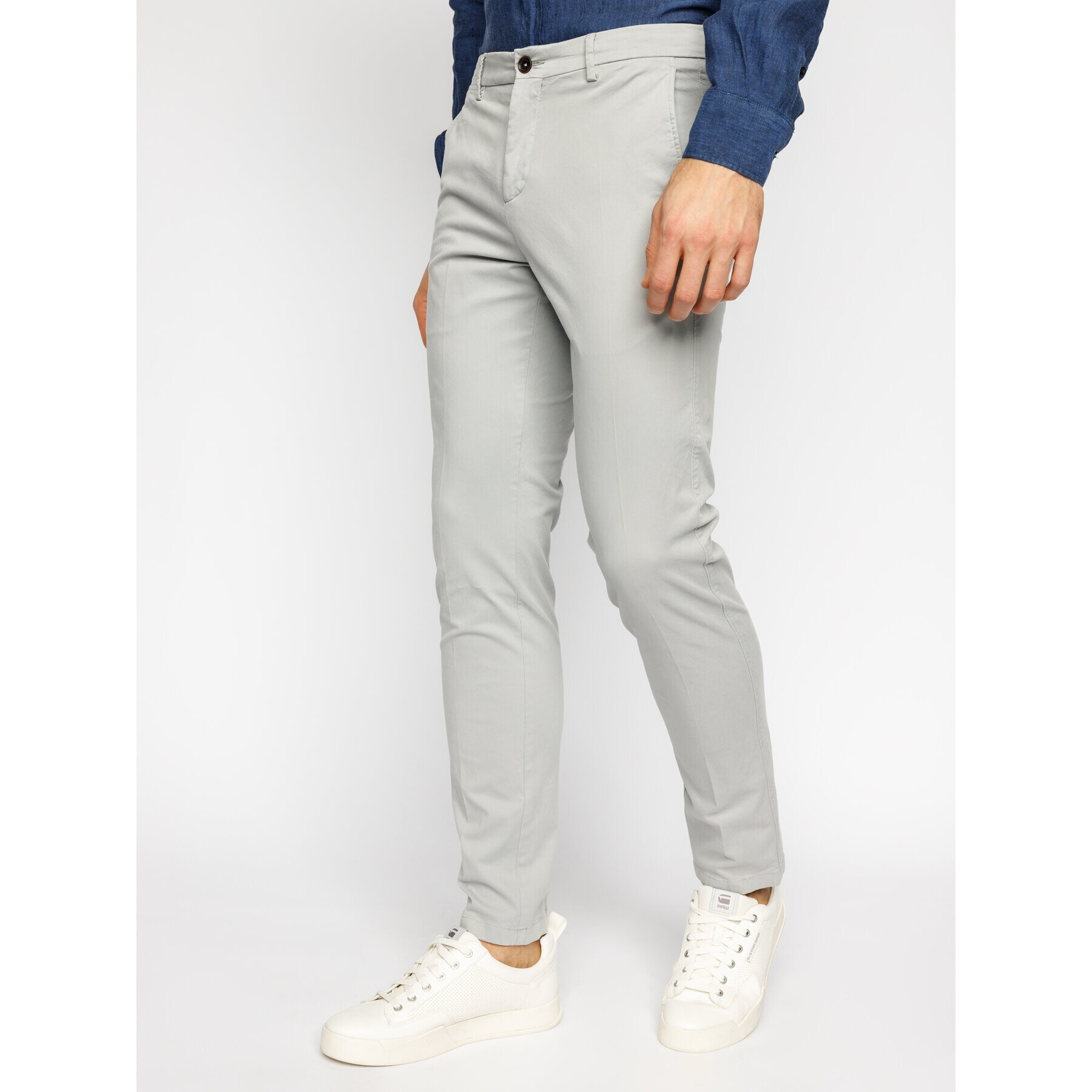 Tommy Hilfiger Tailored Pantaloni din material Flex Fks Washed TT0TT06987 Gri Slim Fit - Pled.ro