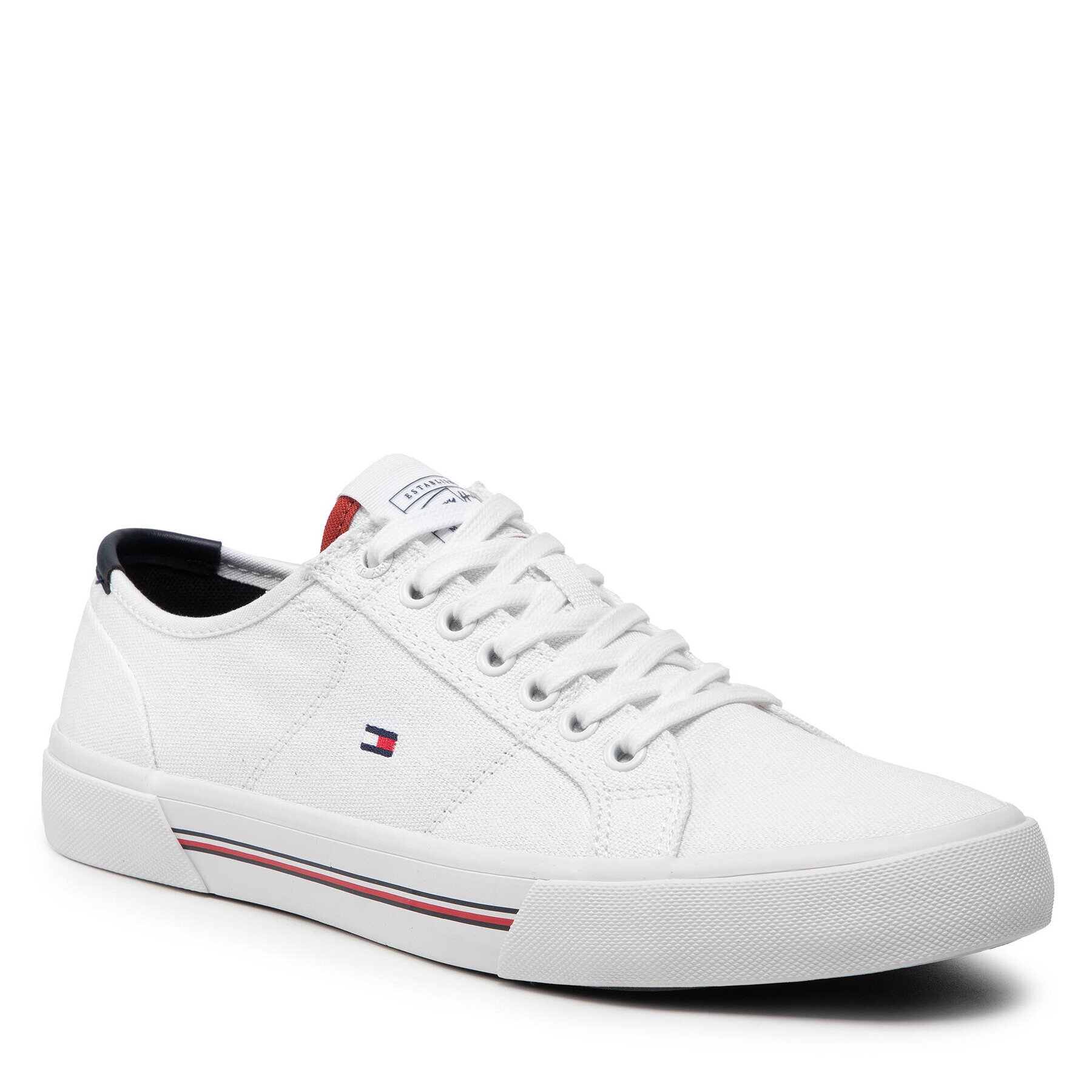 Tommy Hilfiger Teniși Core Corporate Canvas Vulc FM0FM04000 Alb - Pled.ro