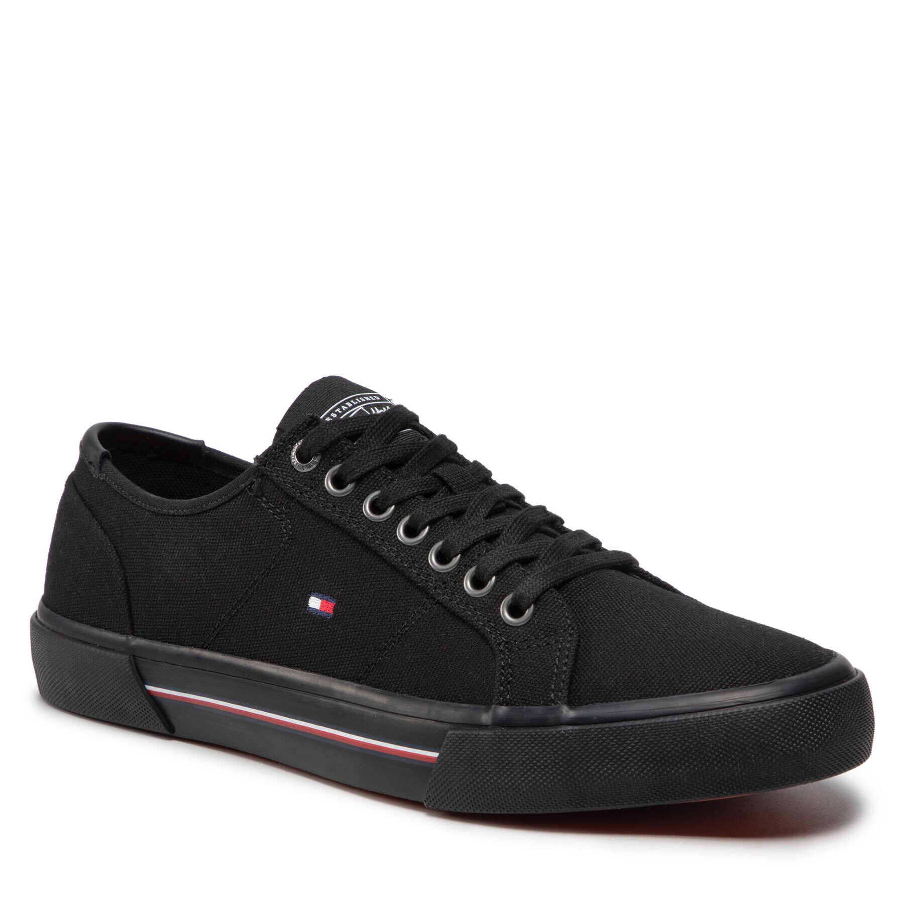 Tommy Hilfiger Teniși Core Corporate Canvas Vulc FM0FM04000 Negru - Pled.ro