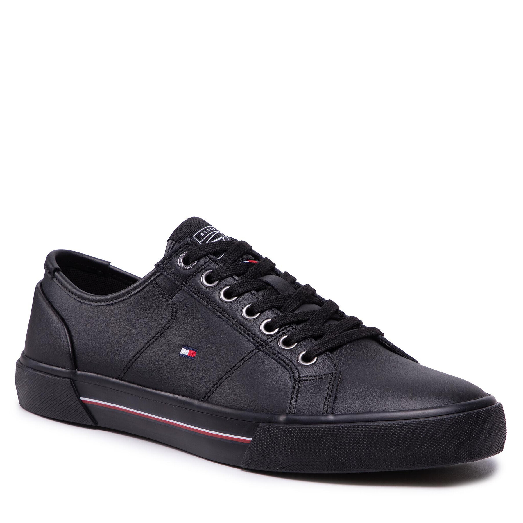 Tommy Hilfiger Teniși Core Corporate Leather Vulc FM0FM03999 Negru - Pled.ro