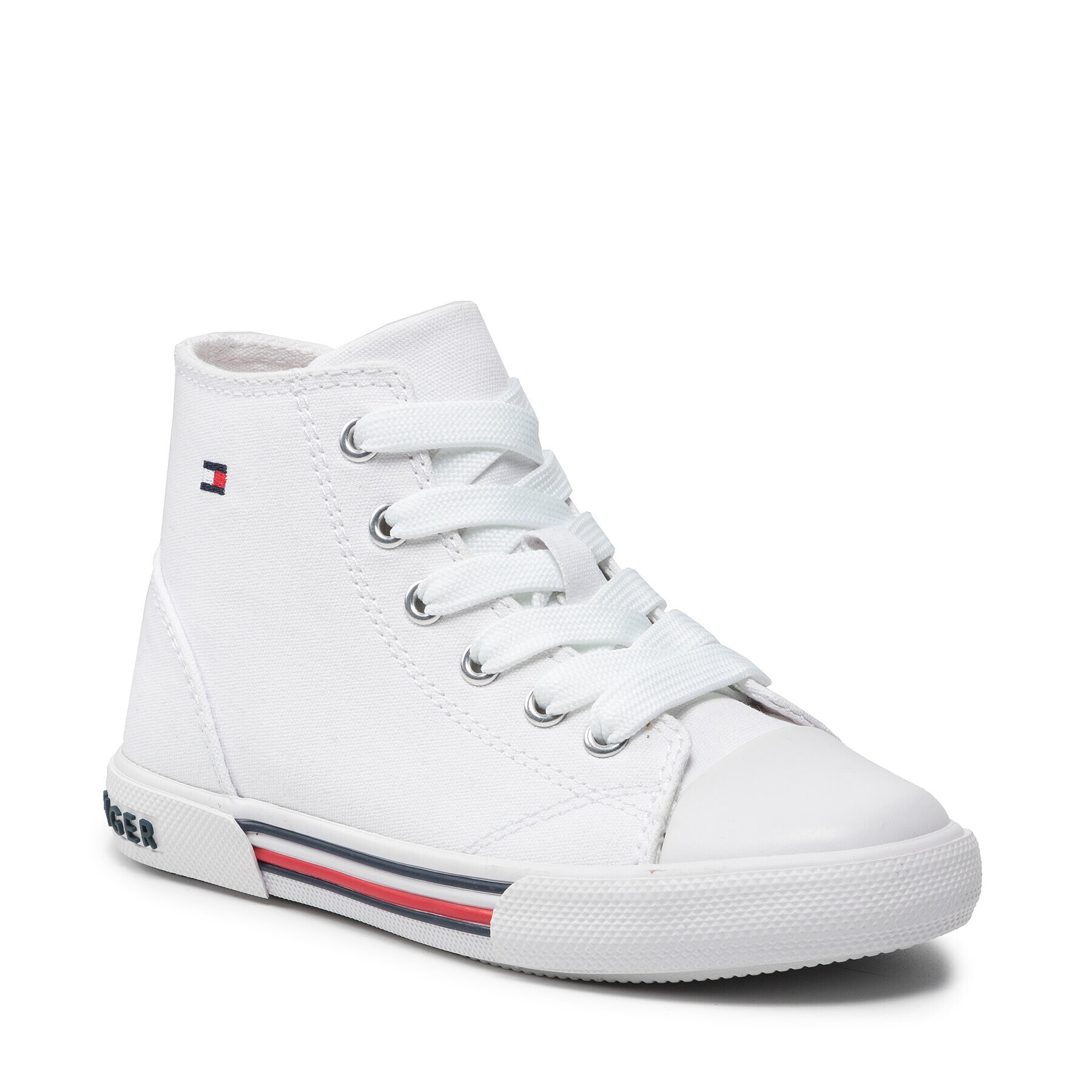 Tommy Hilfiger Teniși Hight Top Lace-Up Lace Sneaker T3X4-32060-0890 M Alb - Pled.ro