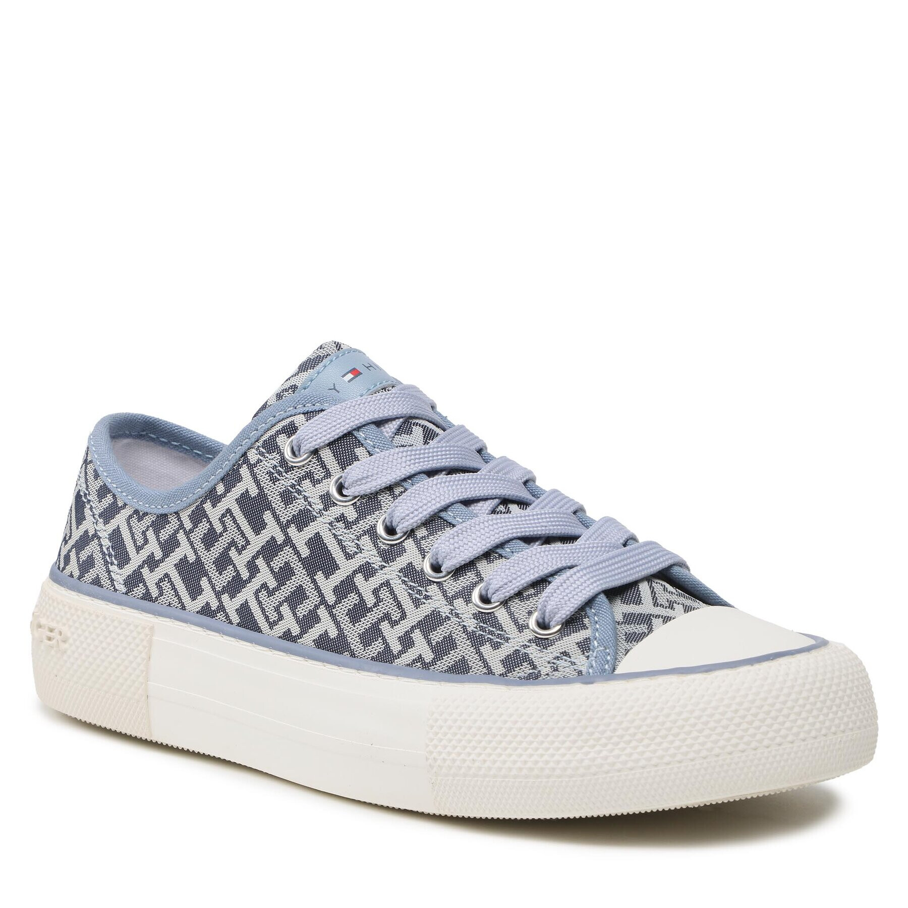 Tommy Hilfiger Teniși Logo All Over Low Cut Lace-Up Sneaker T3A9-32675-0034 S Bleumarin - Pled.ro