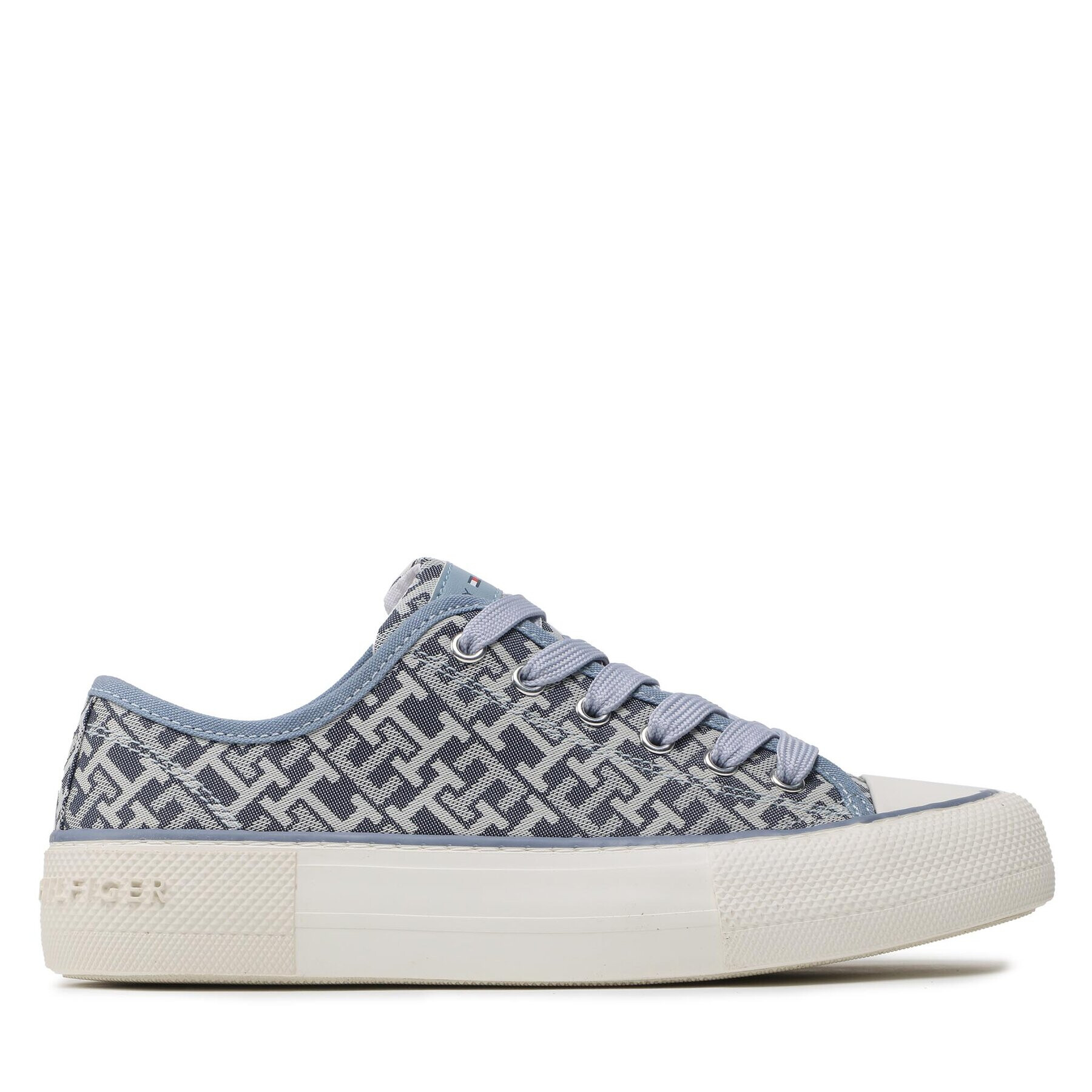 Tommy Hilfiger Teniși Logo All Over Low Cut Lace-Up Sneaker T3A9-32675-0034 S Bleumarin - Pled.ro