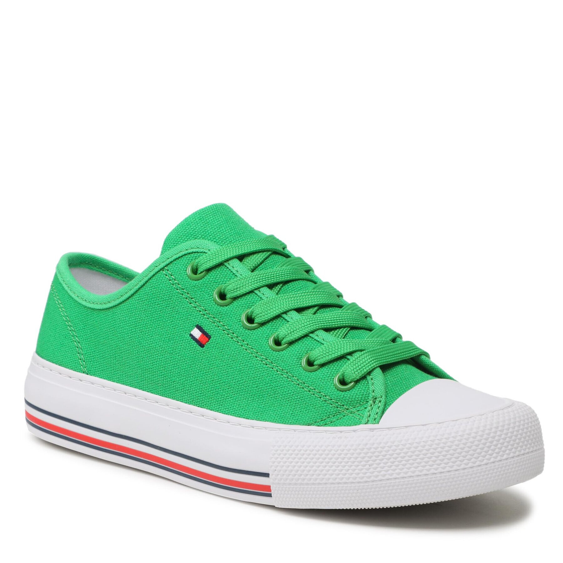 Tommy Hilfiger Teniși Low Cut Lace-Up Sneaker T3A9-32677-0890 Verde - Pled.ro