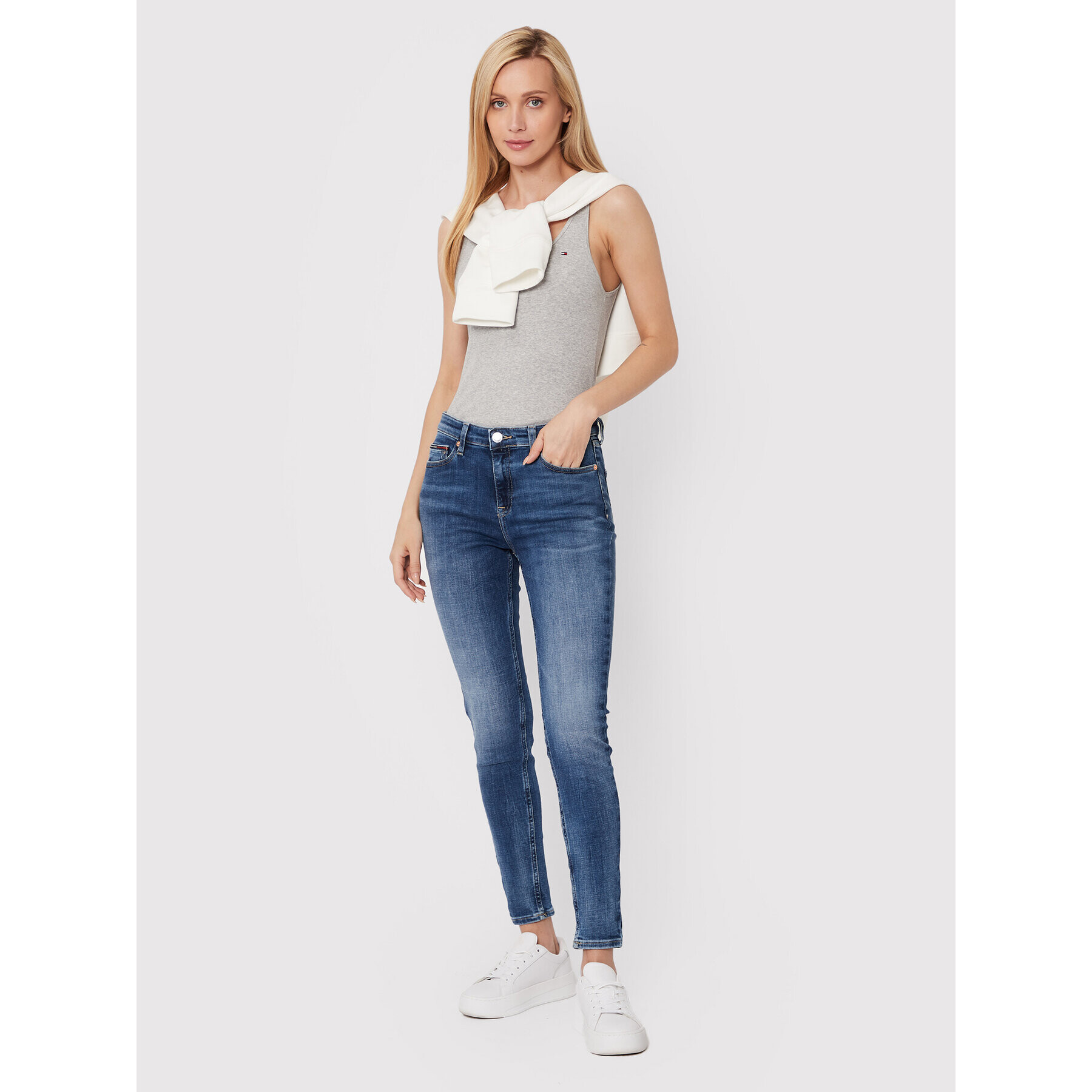 Tommy Hilfiger Top UW0UW03625 Gri Slim Fit - Pled.ro