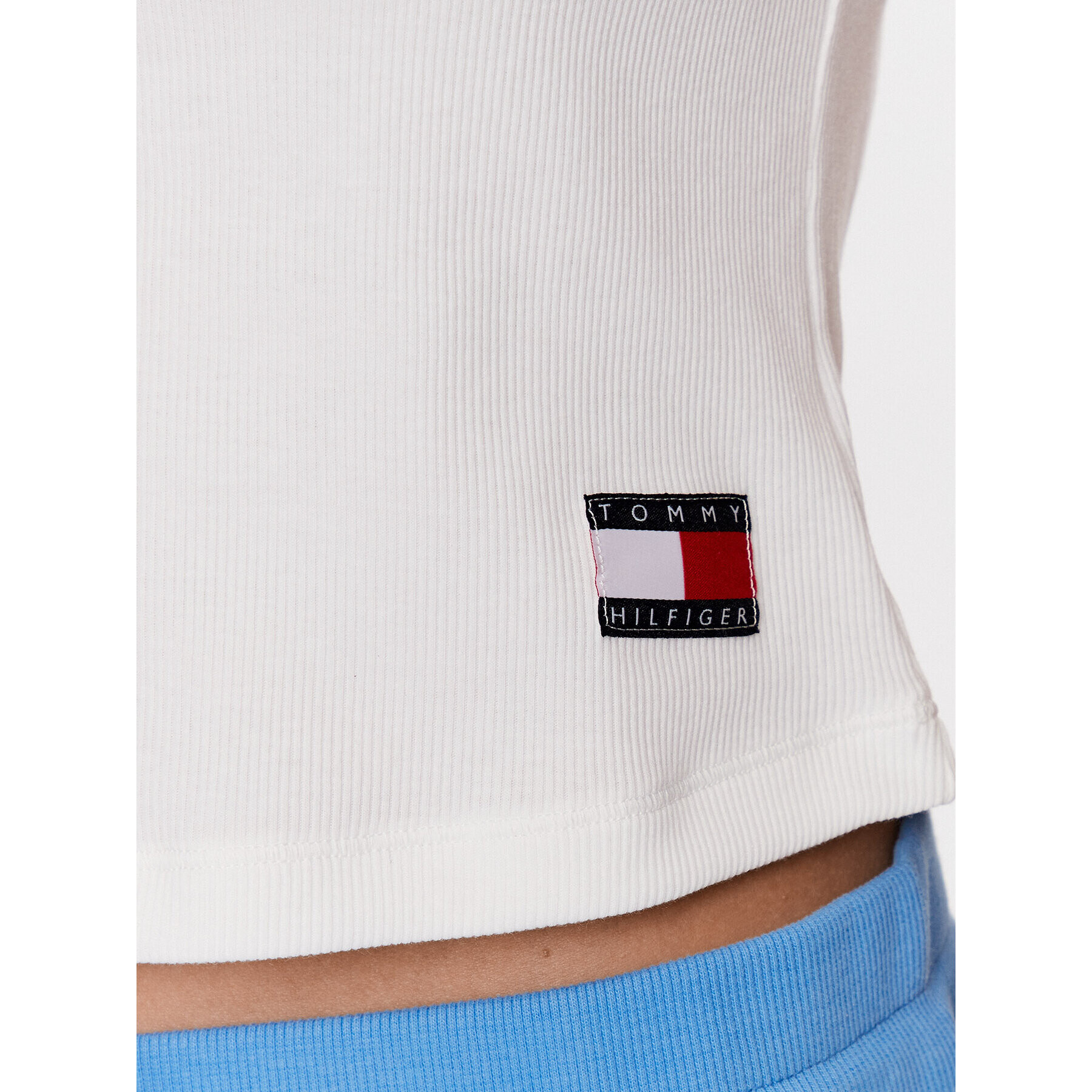 Tommy Hilfiger Top UW0UW04414 Alb Slim Fit - Pled.ro