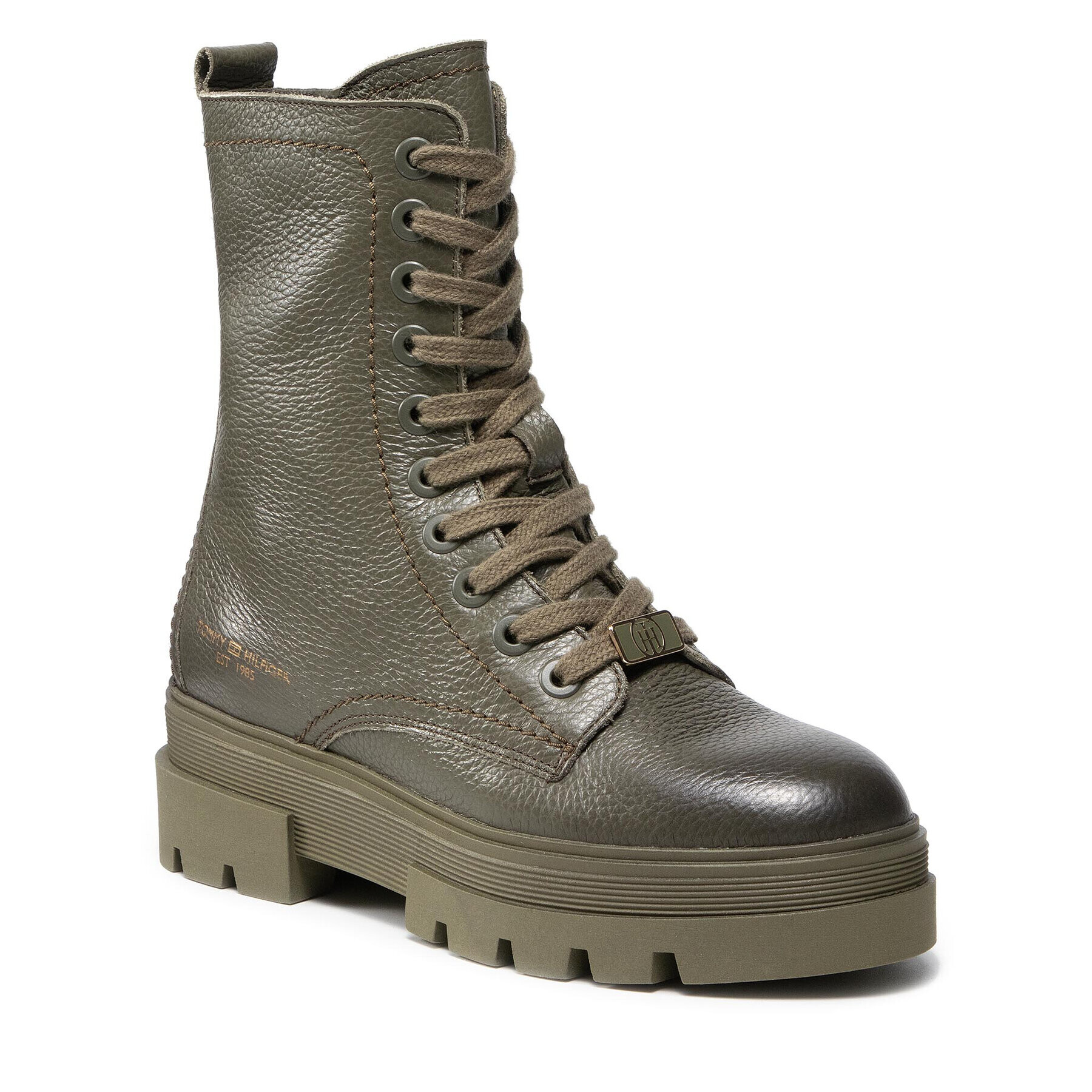 Tommy Hilfiger Trappers Monochromatic Lace Up Boot FW0FW05946 Verde - Pled.ro