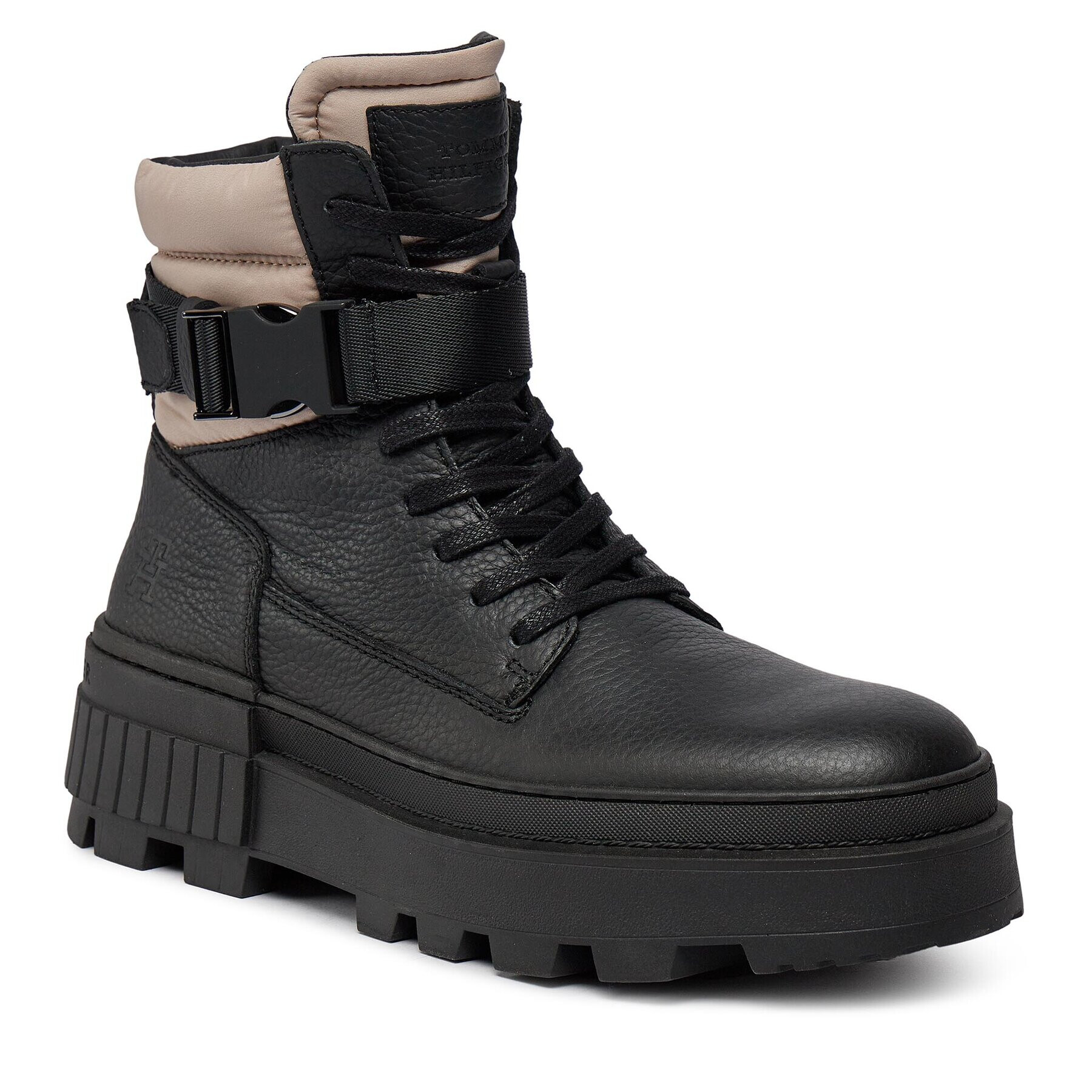 Tommy Hilfiger Trappers Th Elevated Chunky Lth Bkle Boot FM0FM04909 Negru - Pled.ro