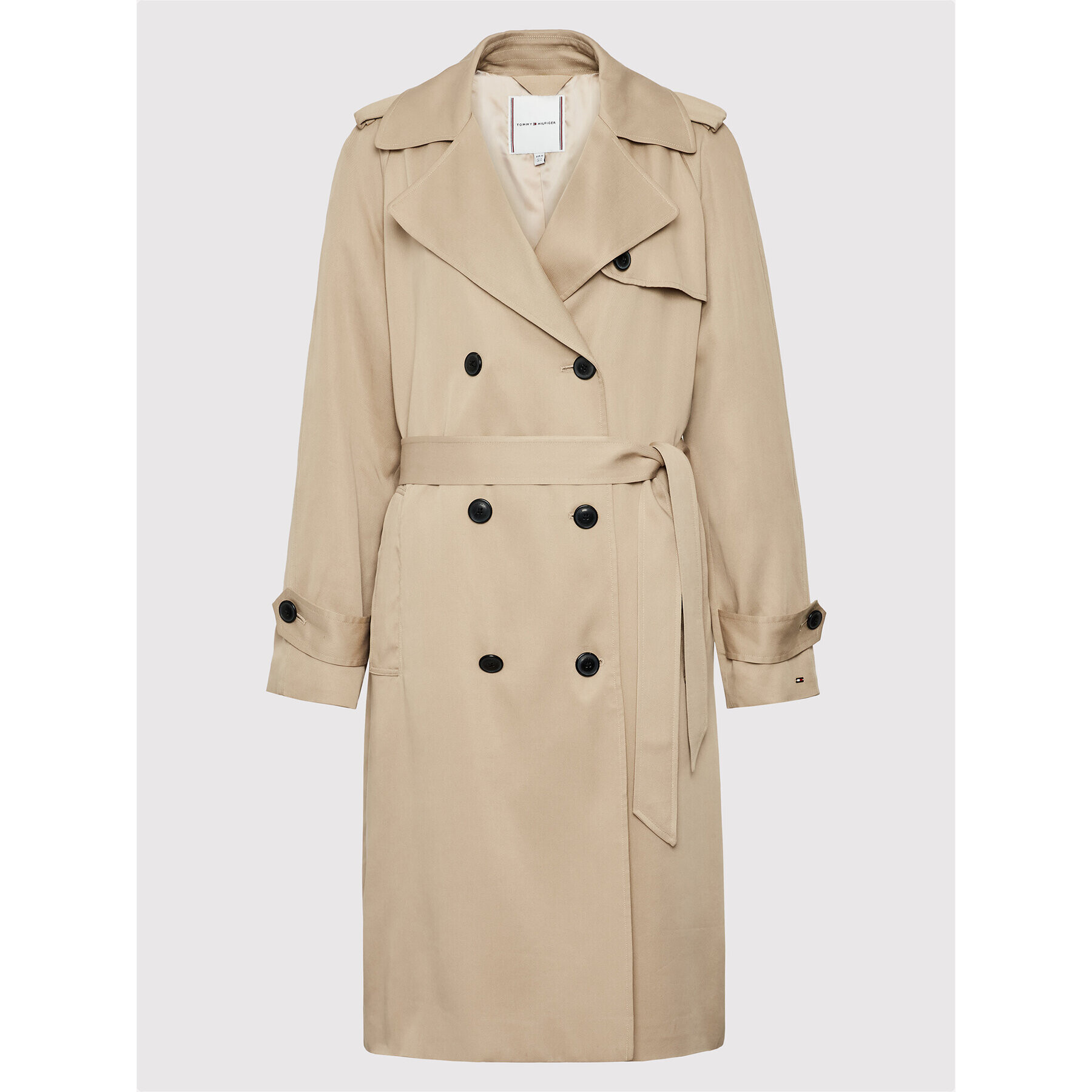 Tommy Hilfiger Trench Tencel WW0WW34068 Bej Regular Fit - Pled.ro