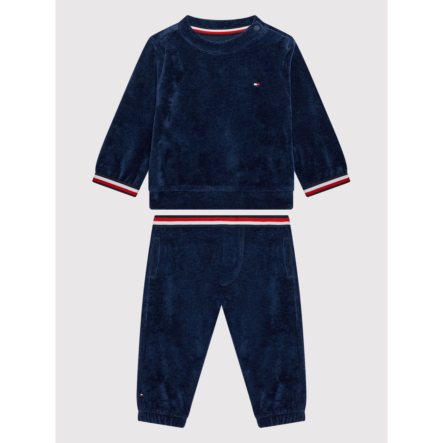 Tommy Hilfiger Trening Baby Rib Velour KN0KN01390 Bleumarin Regular Fit - Pled.ro