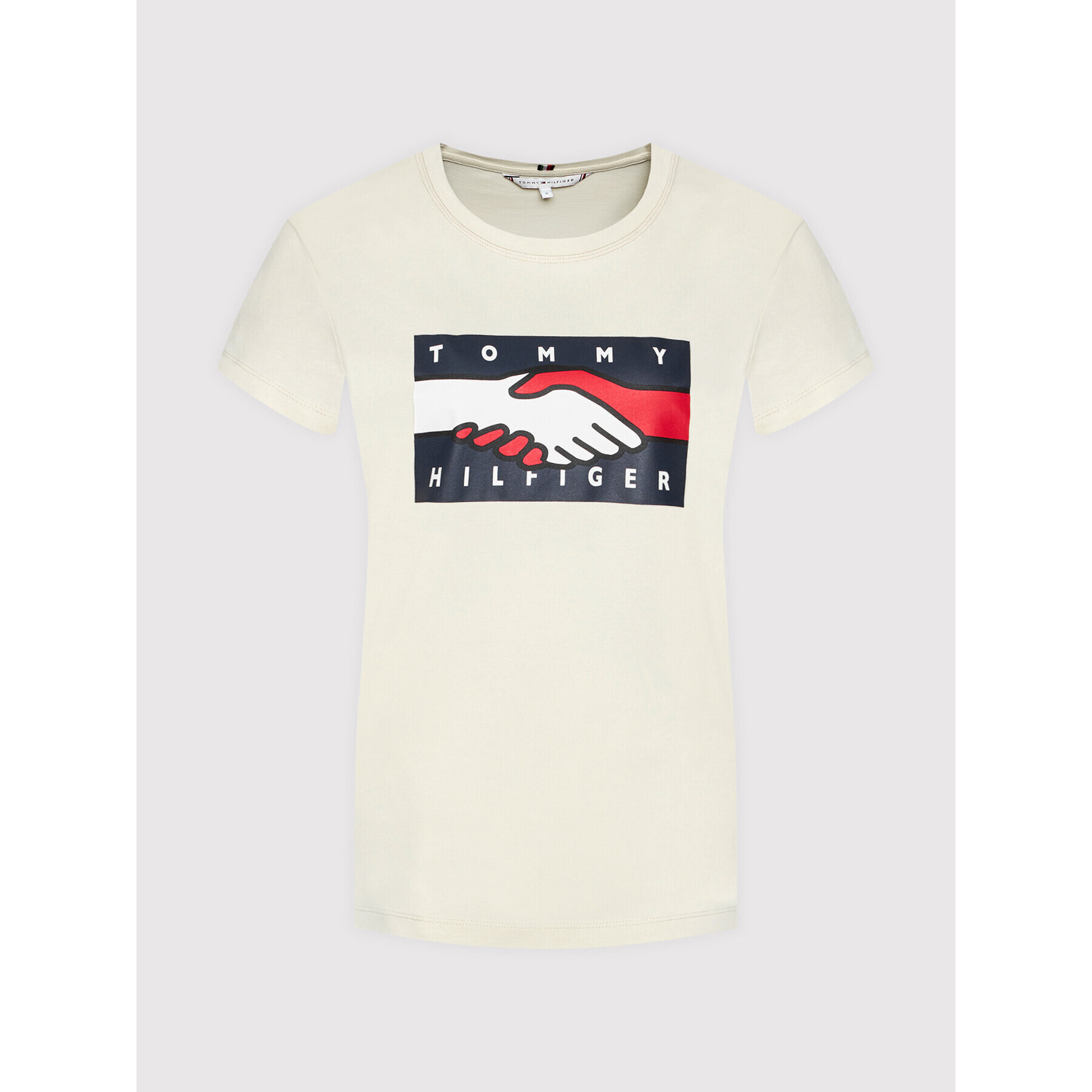 Tommy Hilfiger Tricou Abo Earth Day Flag WW0WW32327 Bej Regular Fit - Pled.ro