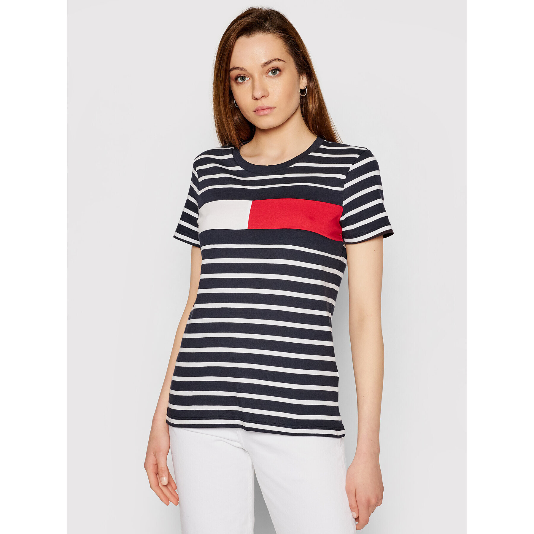 Tommy Hilfiger Tricou Abo Flag WW0WW32439 Bleumarin Regular Fit - Pled.ro