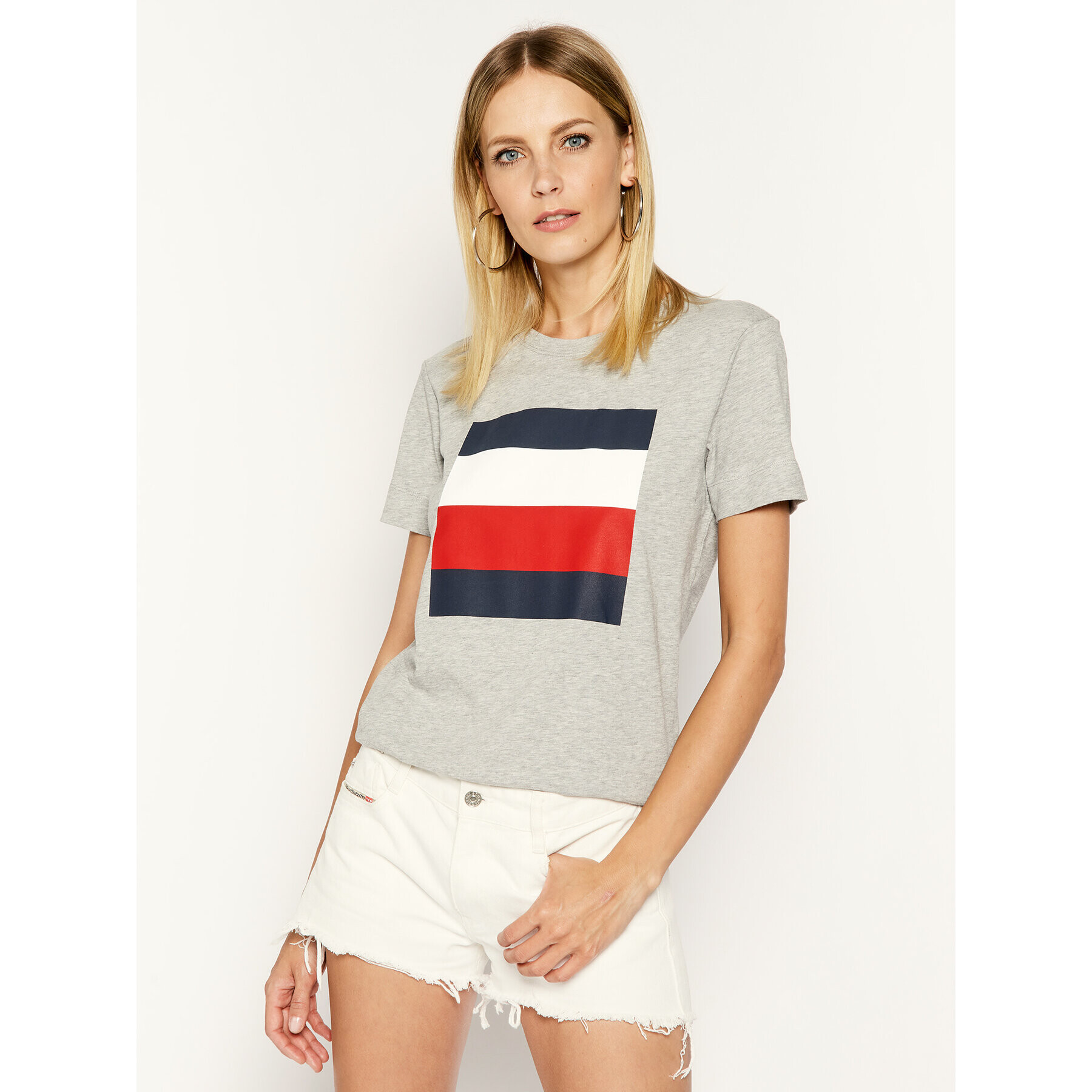 Tommy Hilfiger Tricou Cathy WW0WW25179 Gri Regular Fit - Pled.ro