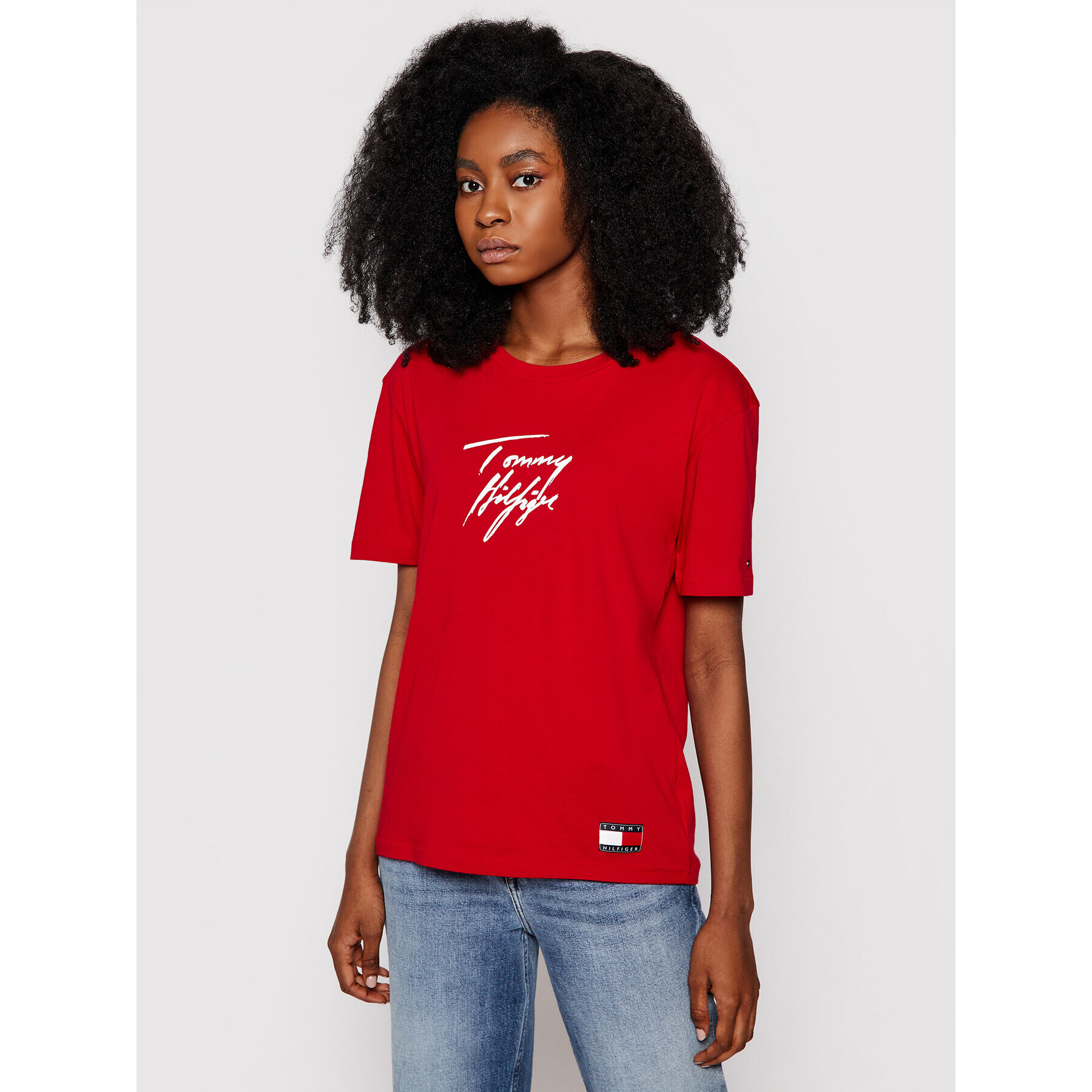 Tommy Hilfiger Tricou Cn Tee Ss Logo UW0UW02262 Roșu Regular Fit - Pled.ro