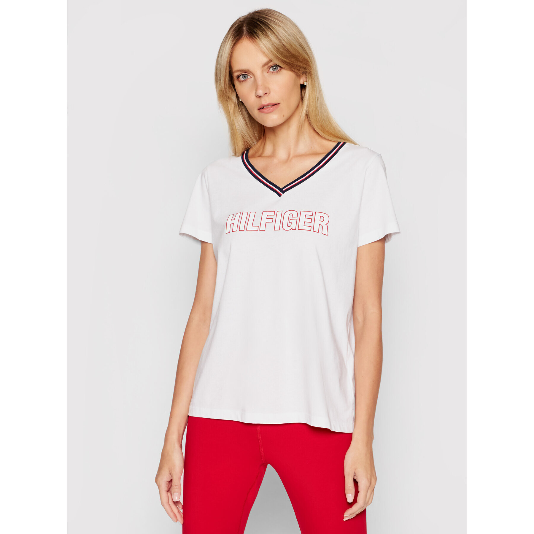 Tommy Hilfiger Tricou Cn Tee UW0UW02983 Alb Regular Fit - Pled.ro