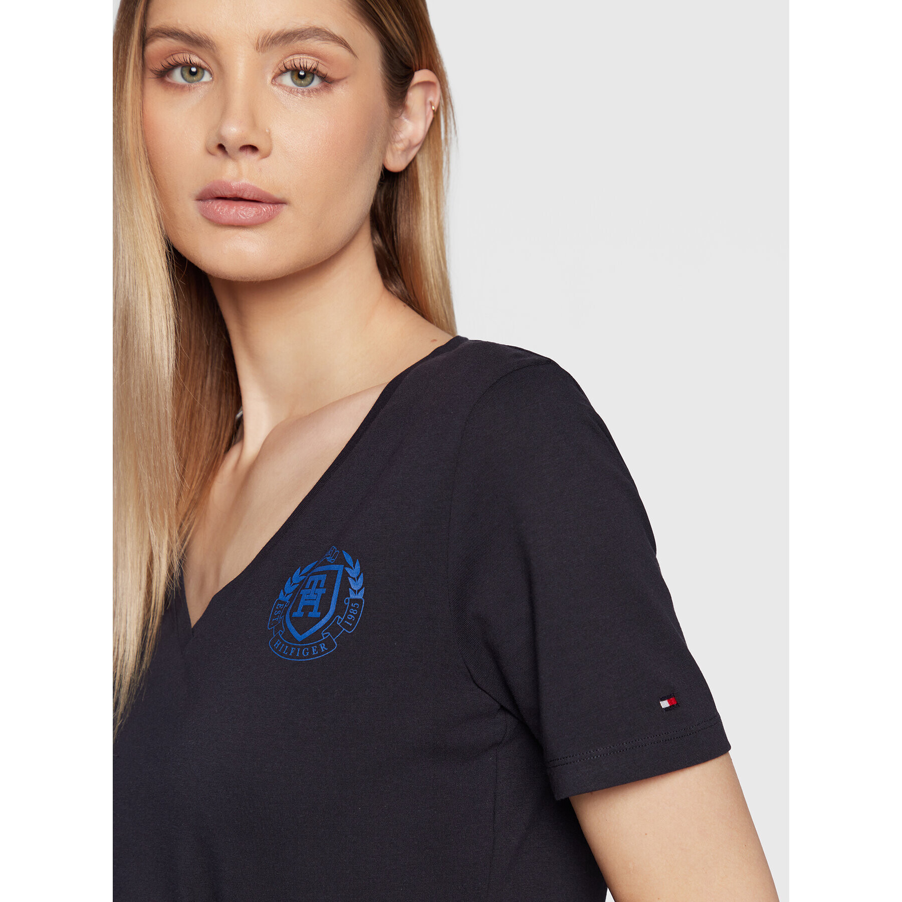 Tommy Hilfiger Tricou Crest WW0WW37204 Bleumarin Regular Fit - Pled.ro