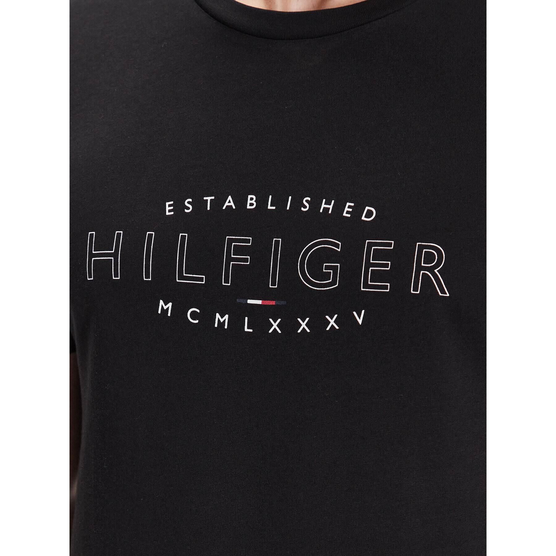 Tommy Hilfiger Tricou Curve Logo MW0MW30034 Negru Slim Fit - Pled.ro