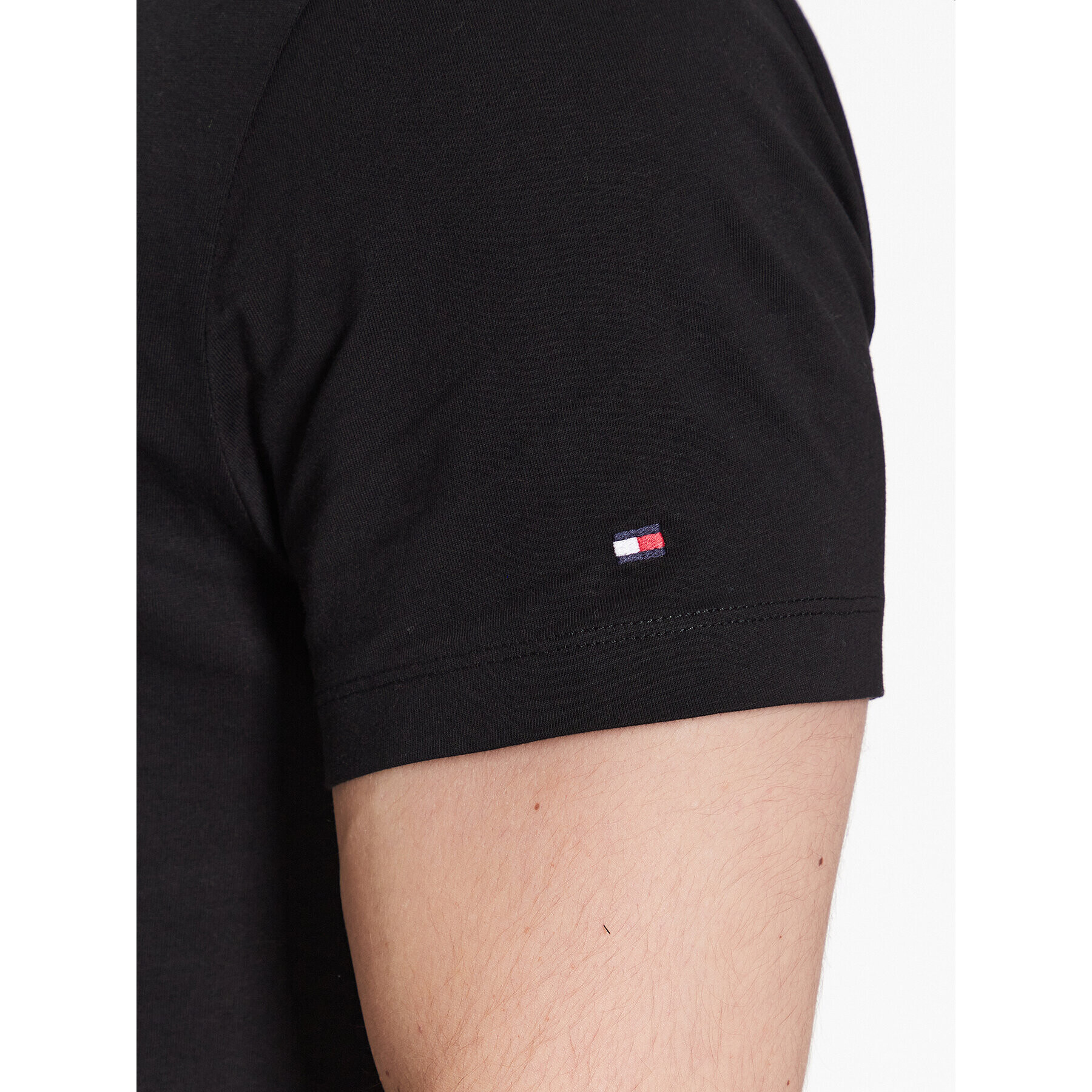 Tommy Hilfiger Tricou Curve Logo MW0MW30034 Negru Slim Fit - Pled.ro