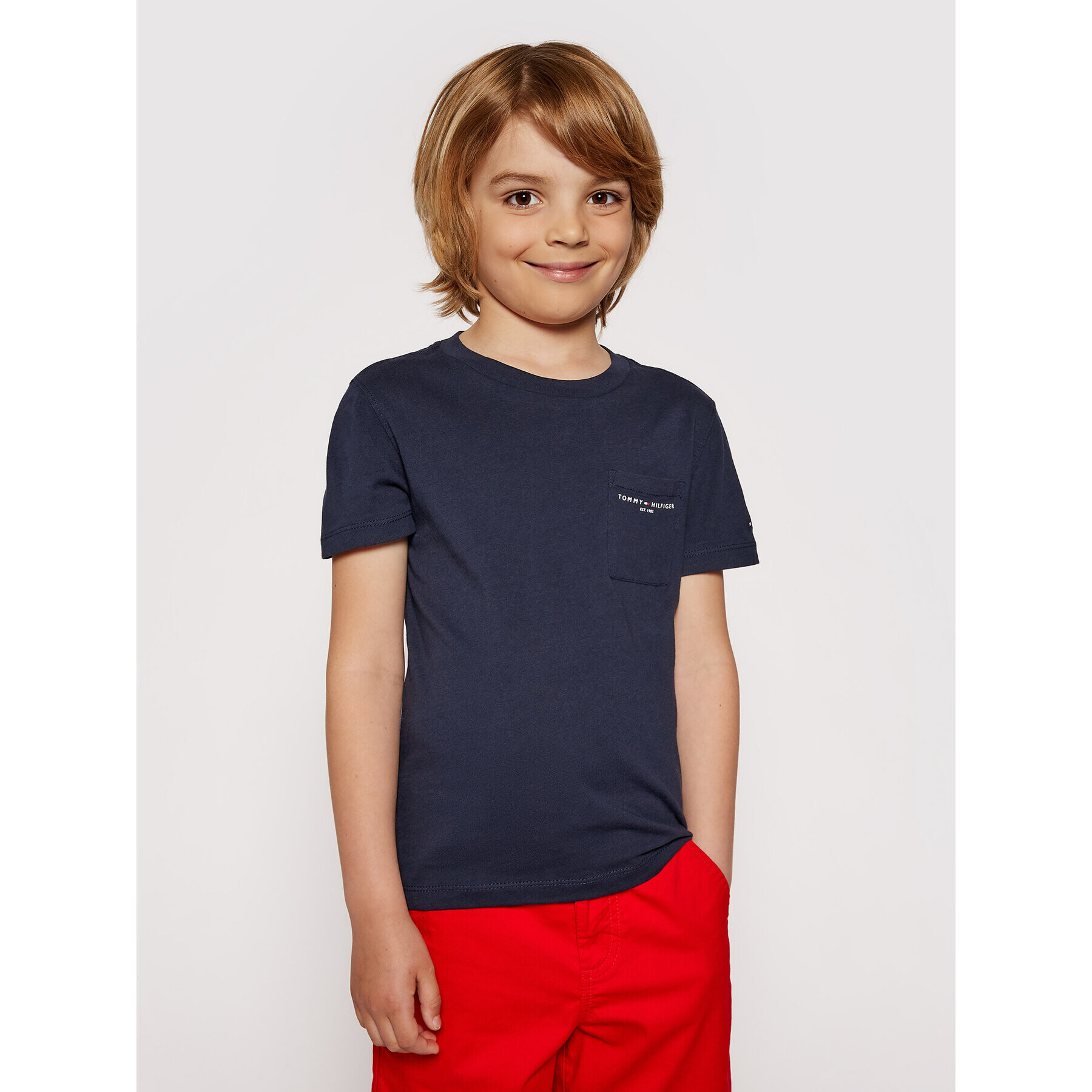 Tommy Hilfiger Tricou Essential Pocket KB0KB06556 D Bleumarin Regular Fit - Pled.ro