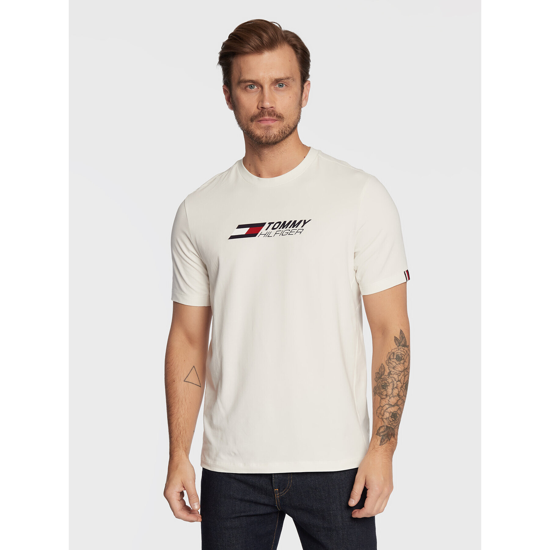 Tommy Hilfiger Tricou Essentials MW0MW27933 Alb Regular Fit - Pled.ro