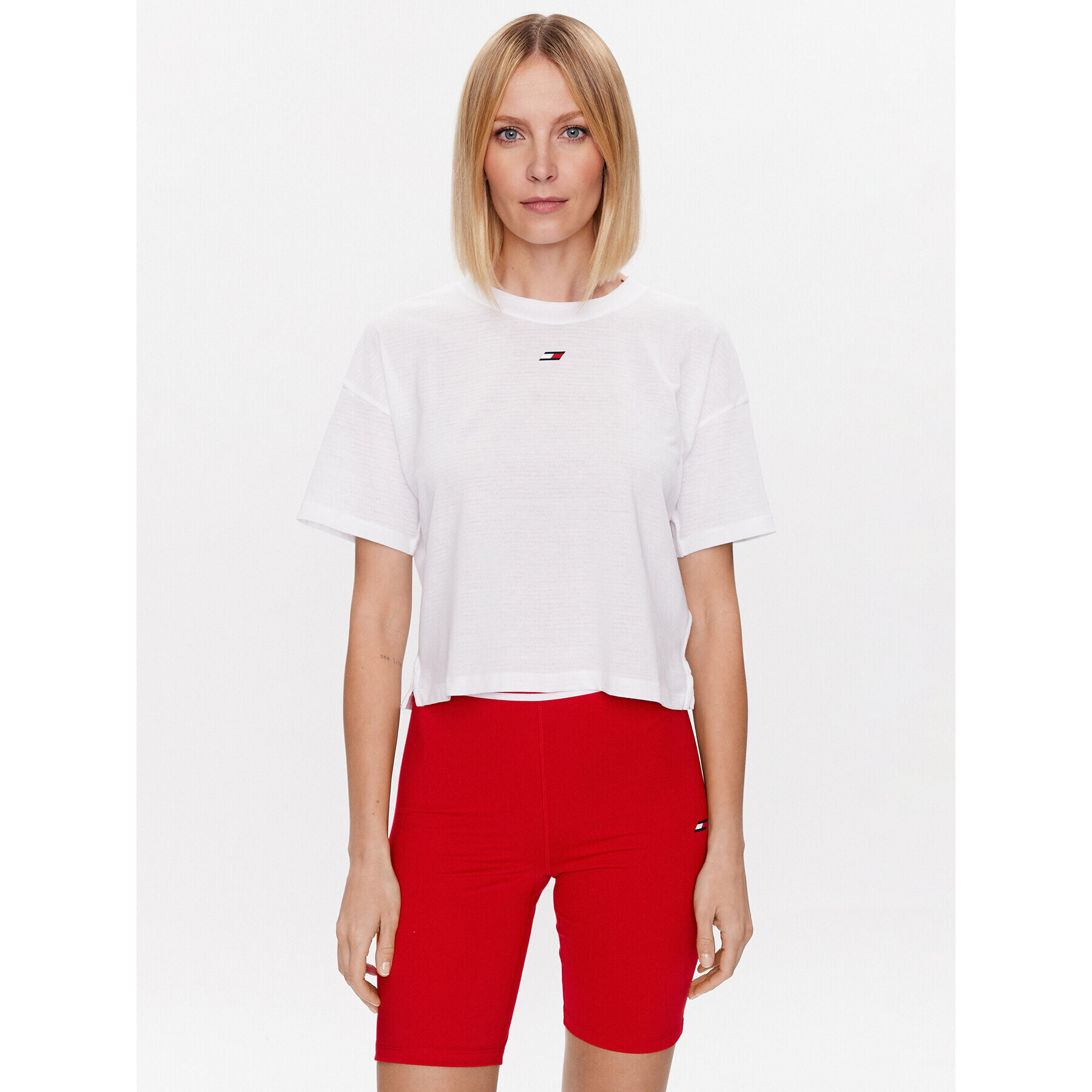 Tommy Hilfiger Tricou Essentials S10S101670 Alb Cropped Fit - Pled.ro