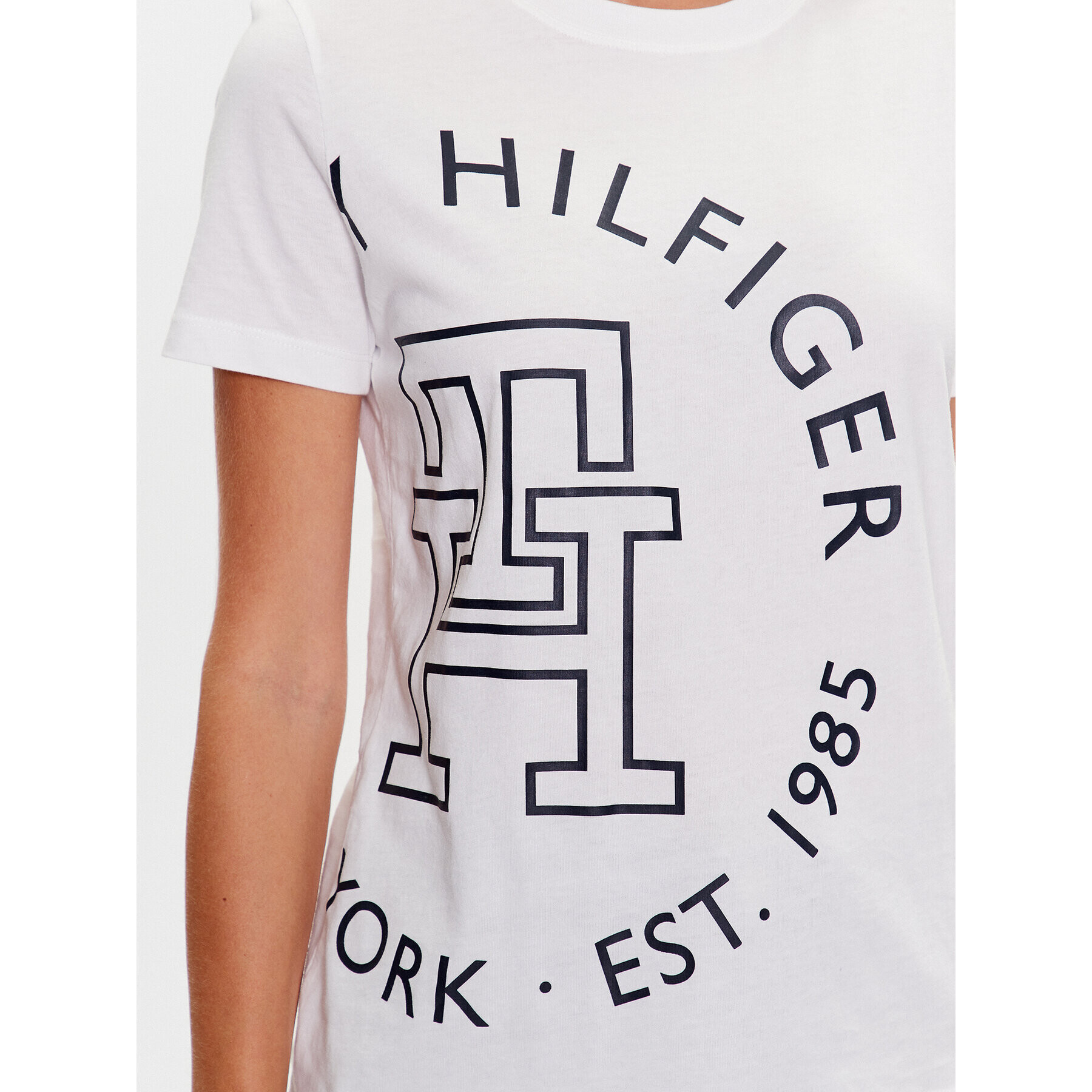 Tommy Hilfiger Tricou Exploded WW0WW40051 Alb Regular Fit - Pled.ro