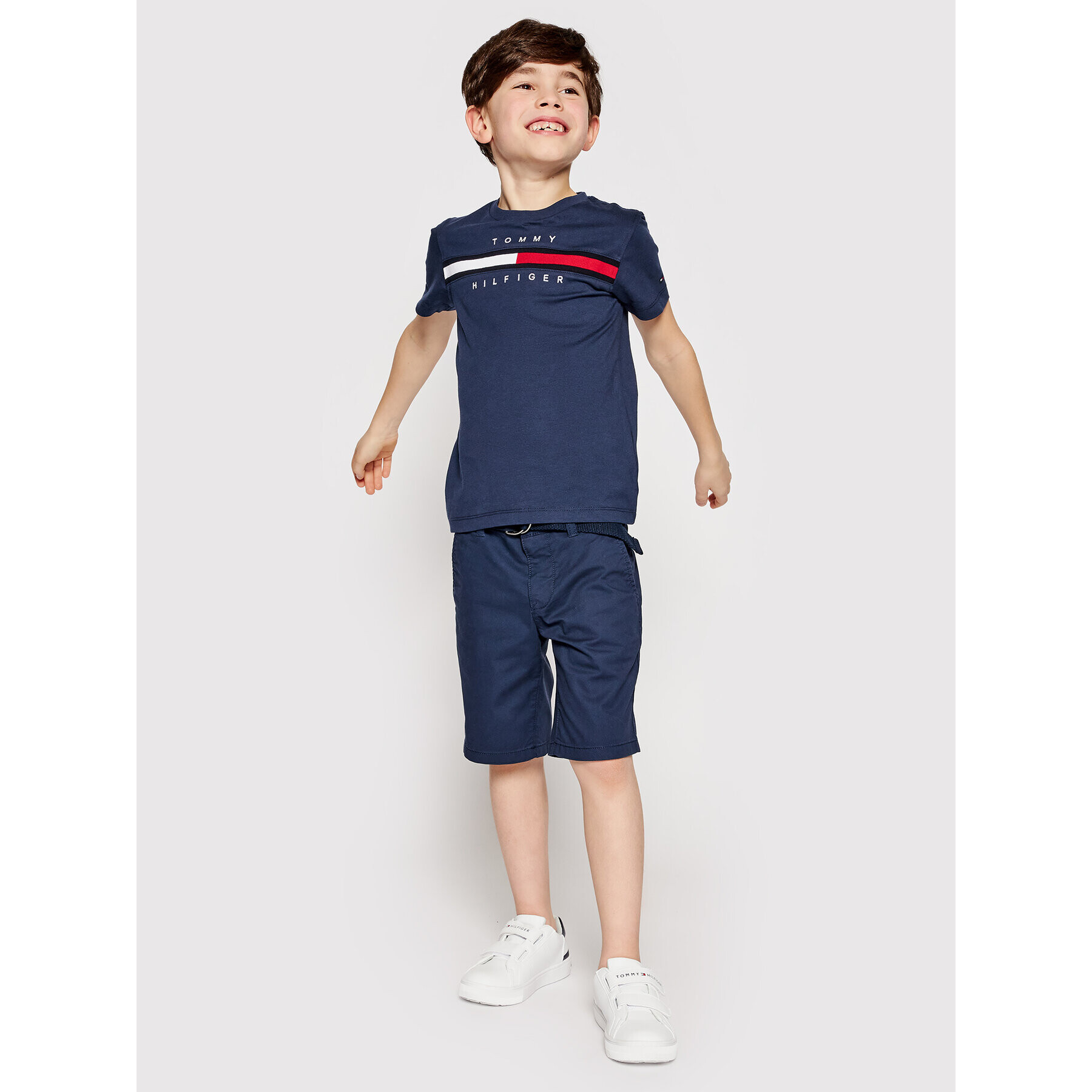 Tommy Hilfiger Tricou Flag Rib Insert KB0KB06532 D Bleumarin Regular Fit - Pled.ro