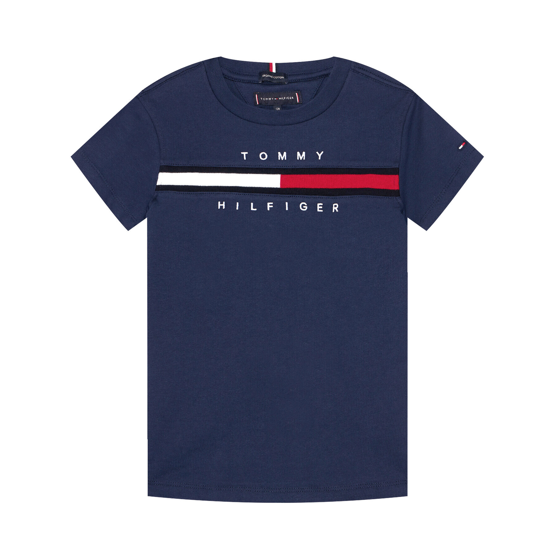 Tommy Hilfiger Tricou Flag Rib Insert KB0KB06532 D Bleumarin Regular Fit - Pled.ro