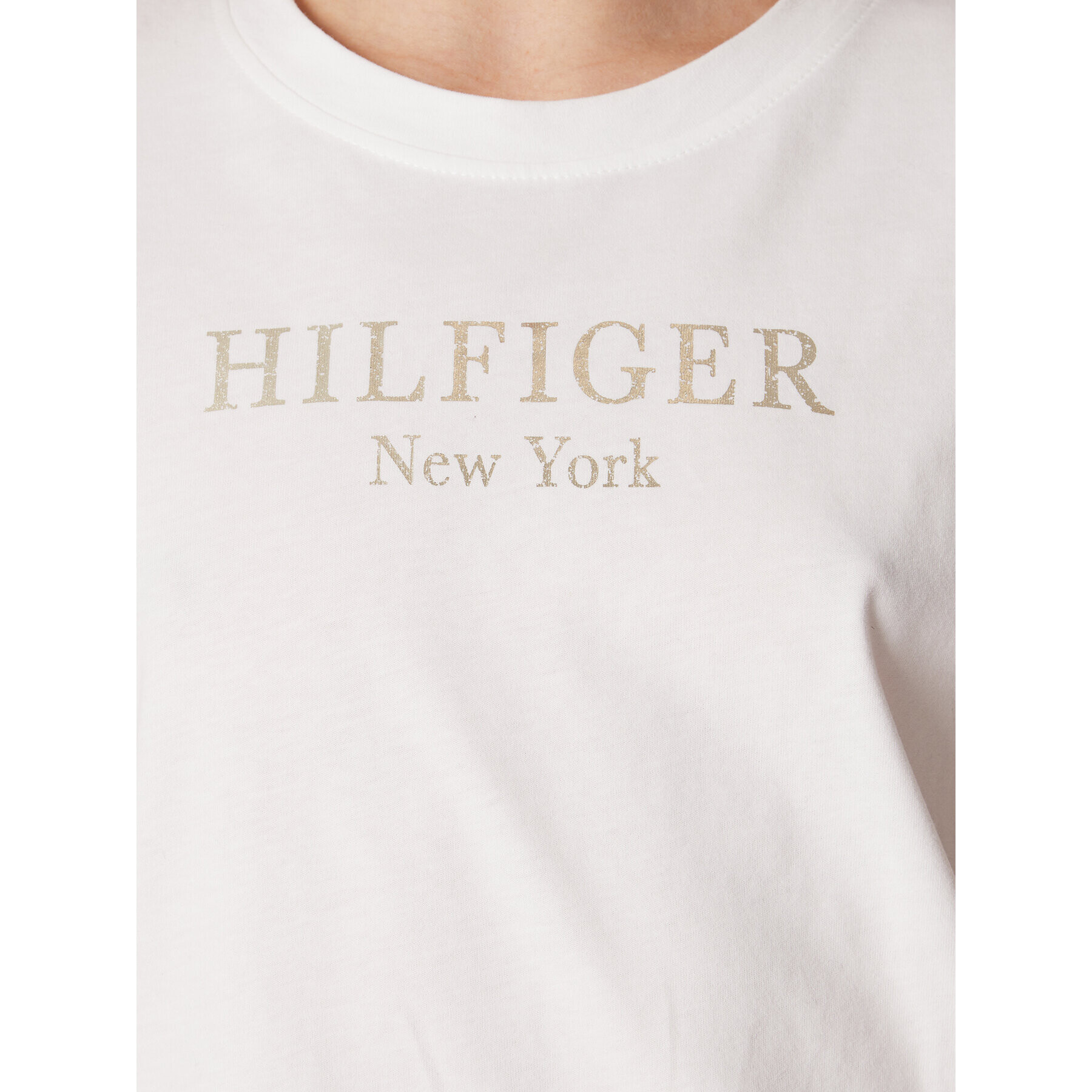 Tommy Hilfiger Tricou Foil WW0WW37194 Alb Regular Fit - Pled.ro