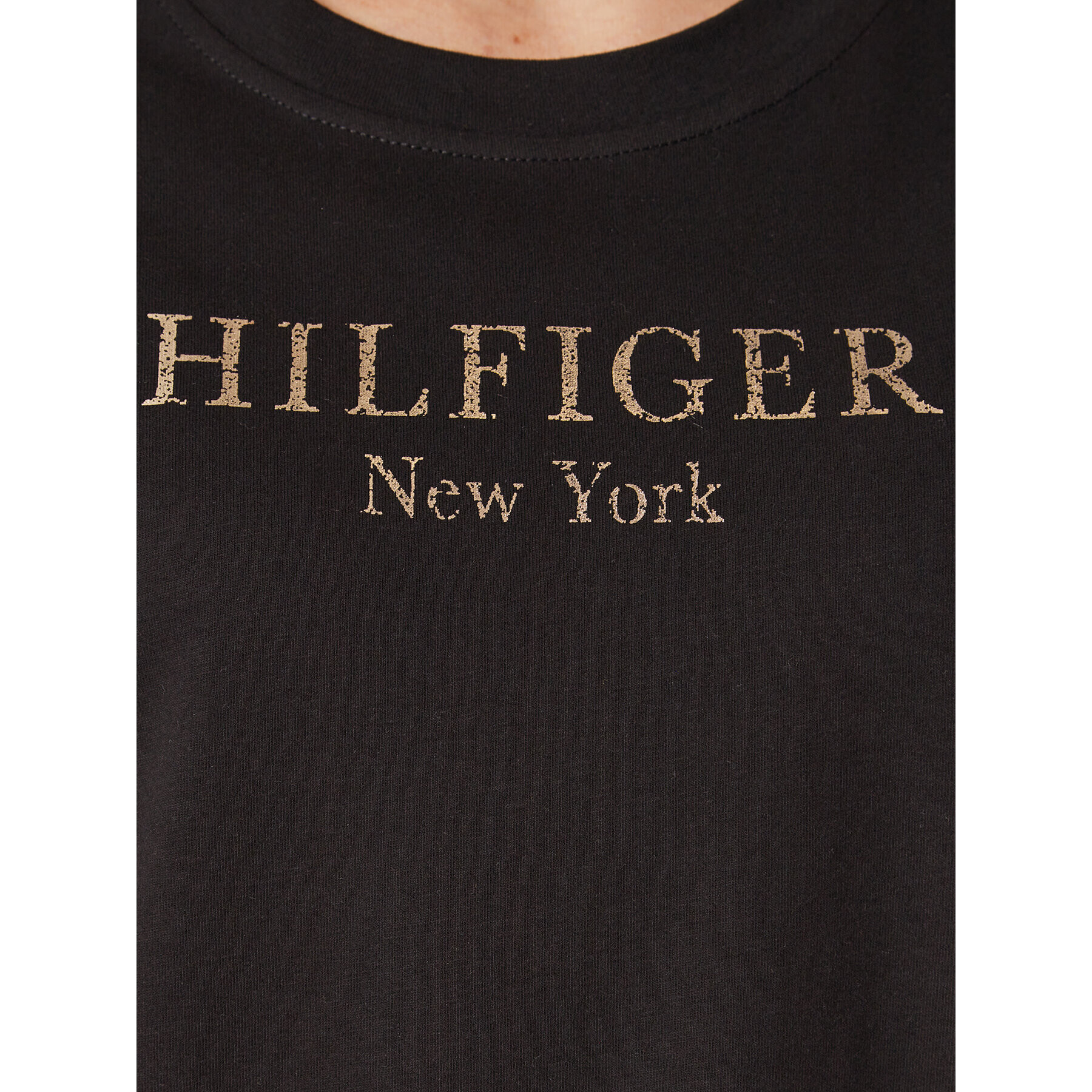 Tommy Hilfiger Tricou Foil WW0WW37194 Negru Regular Fit - Pled.ro