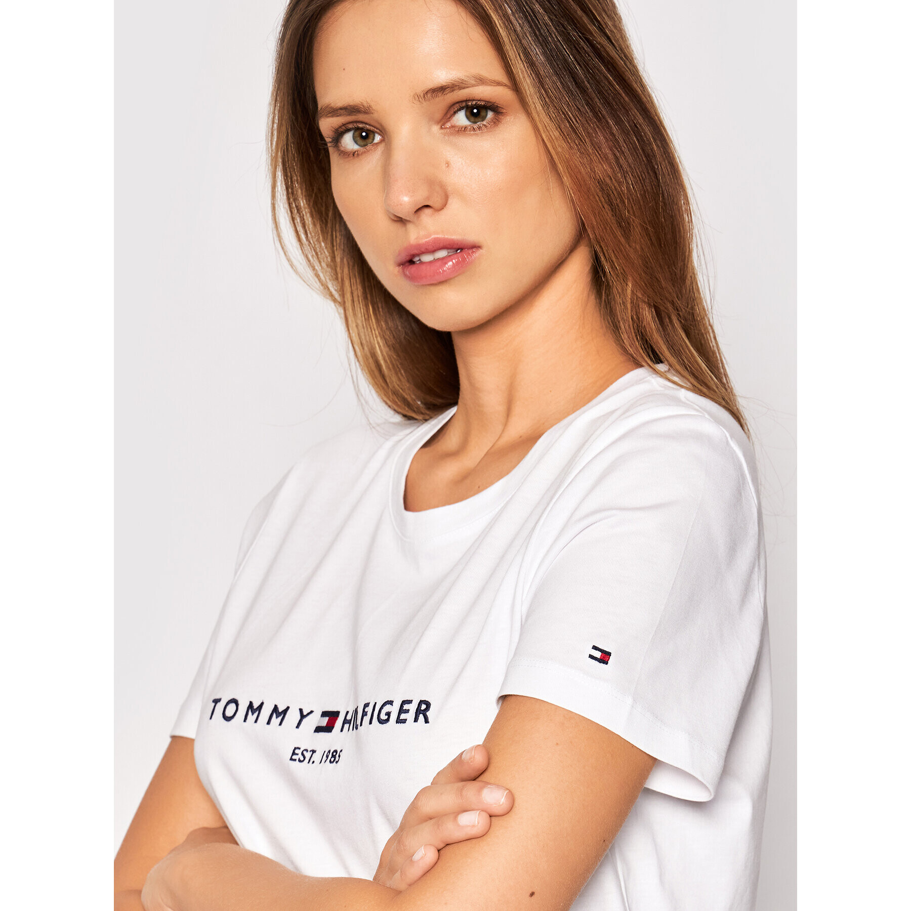 Tommy Hilfiger Tricou Heritage C-Nk WW0WW31999 Alb Regular Fit - Pled.ro