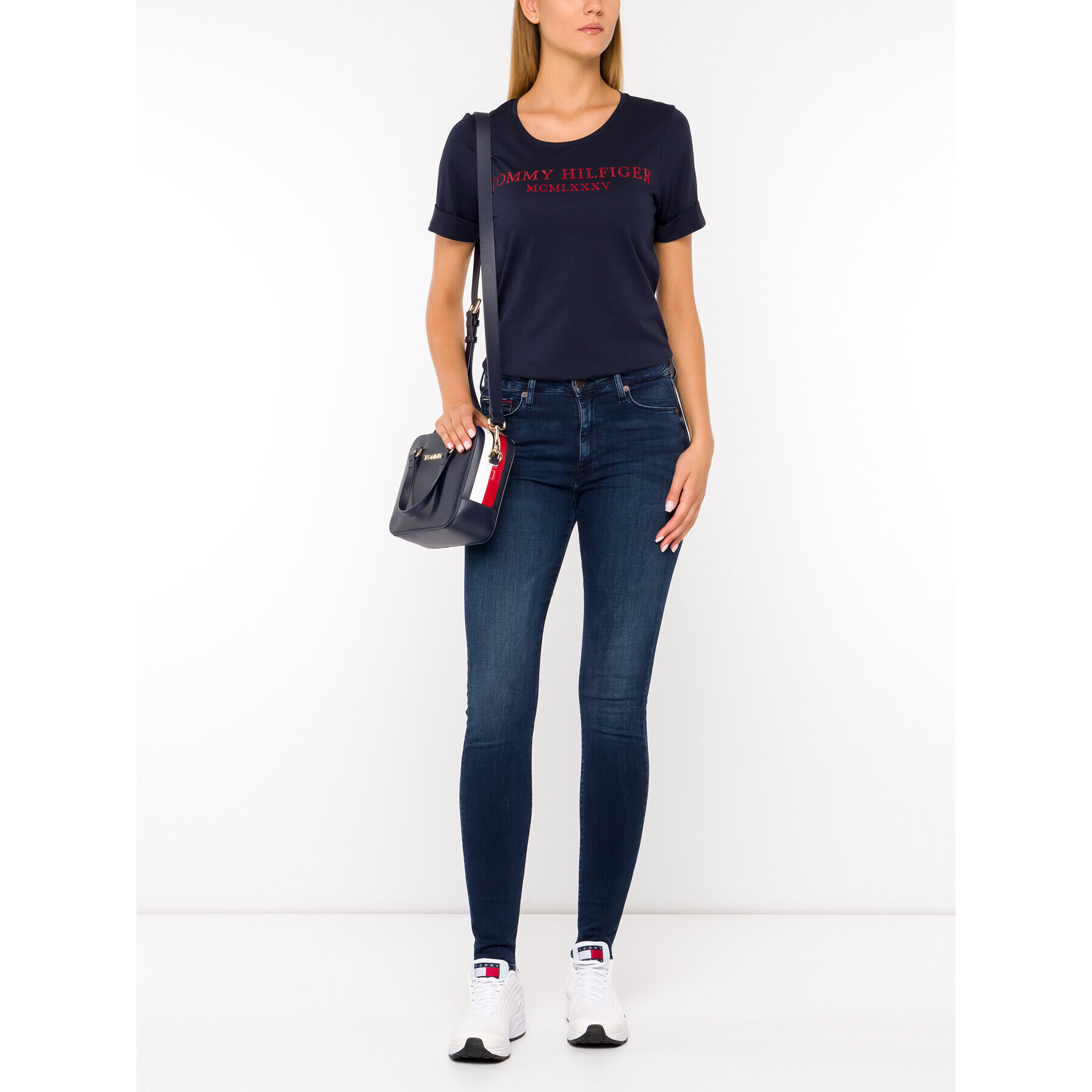 Tommy Hilfiger Tricou Kristal WW0WW25912 Bleumarin Regular Fit - Pled.ro