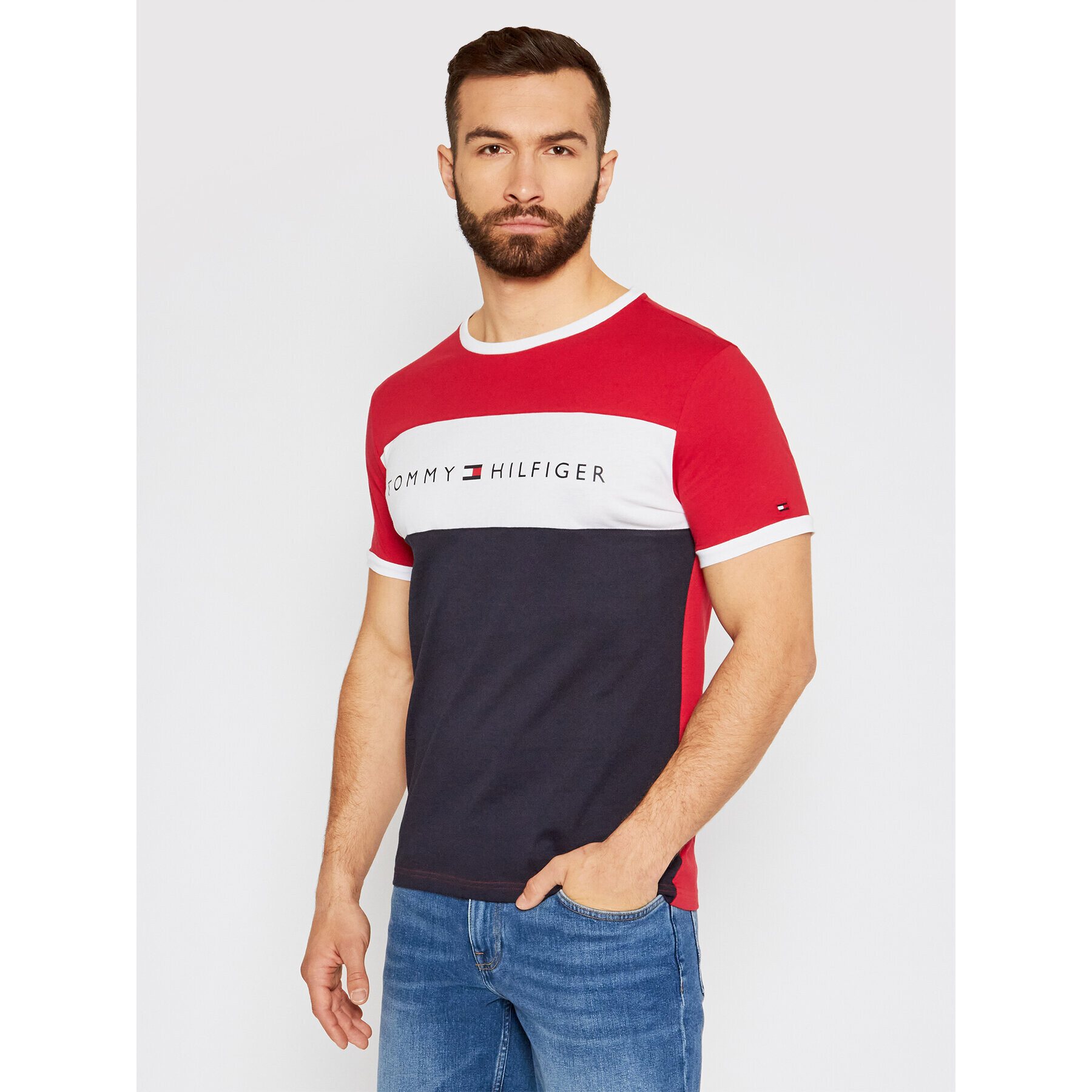 Tommy Hilfiger Tricou Logo Flag UM0UM01170 Colorat Regular Fit - Pled.ro