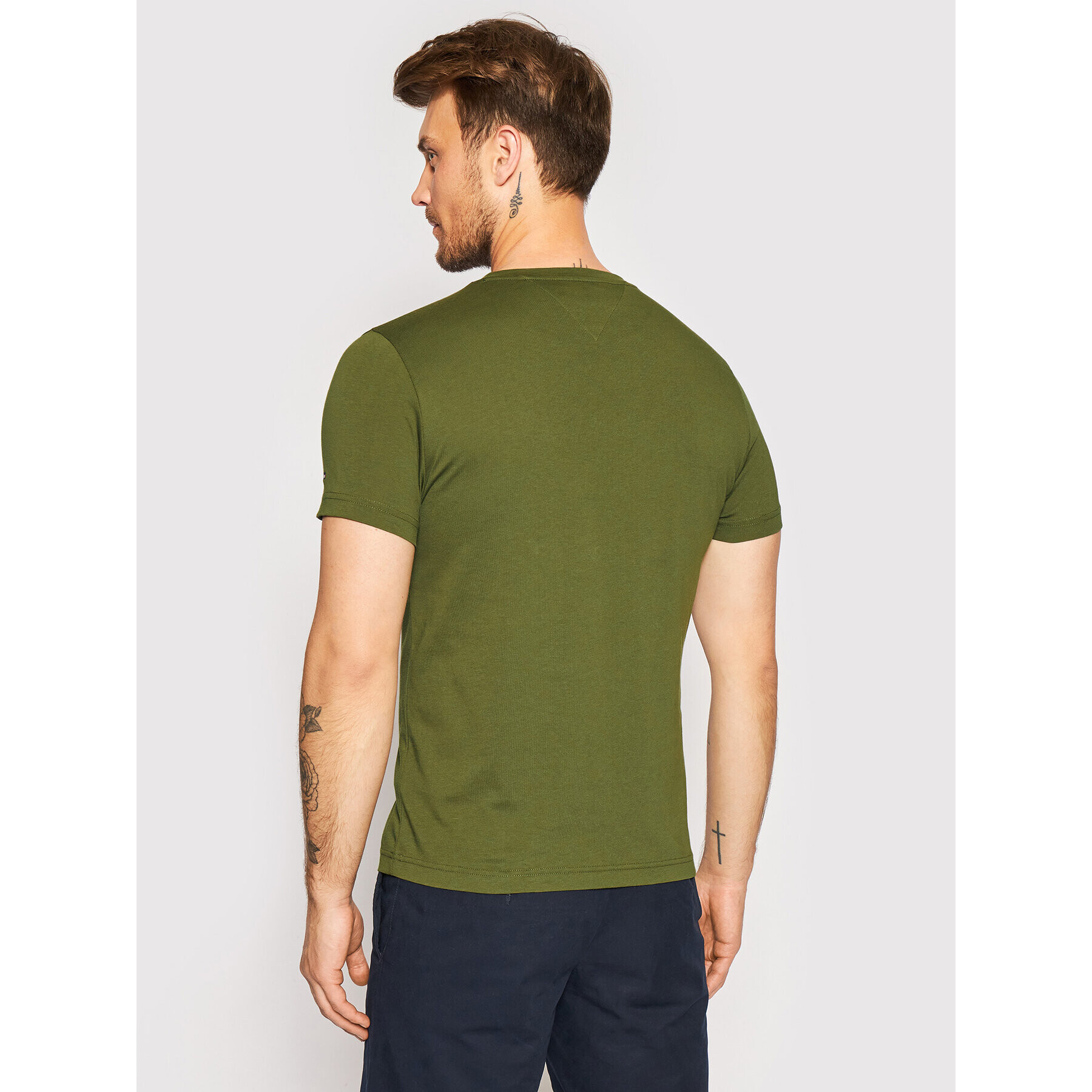 Tommy Hilfiger Tricou Logo MW0MW11797 Verde Regular Fit - Pled.ro