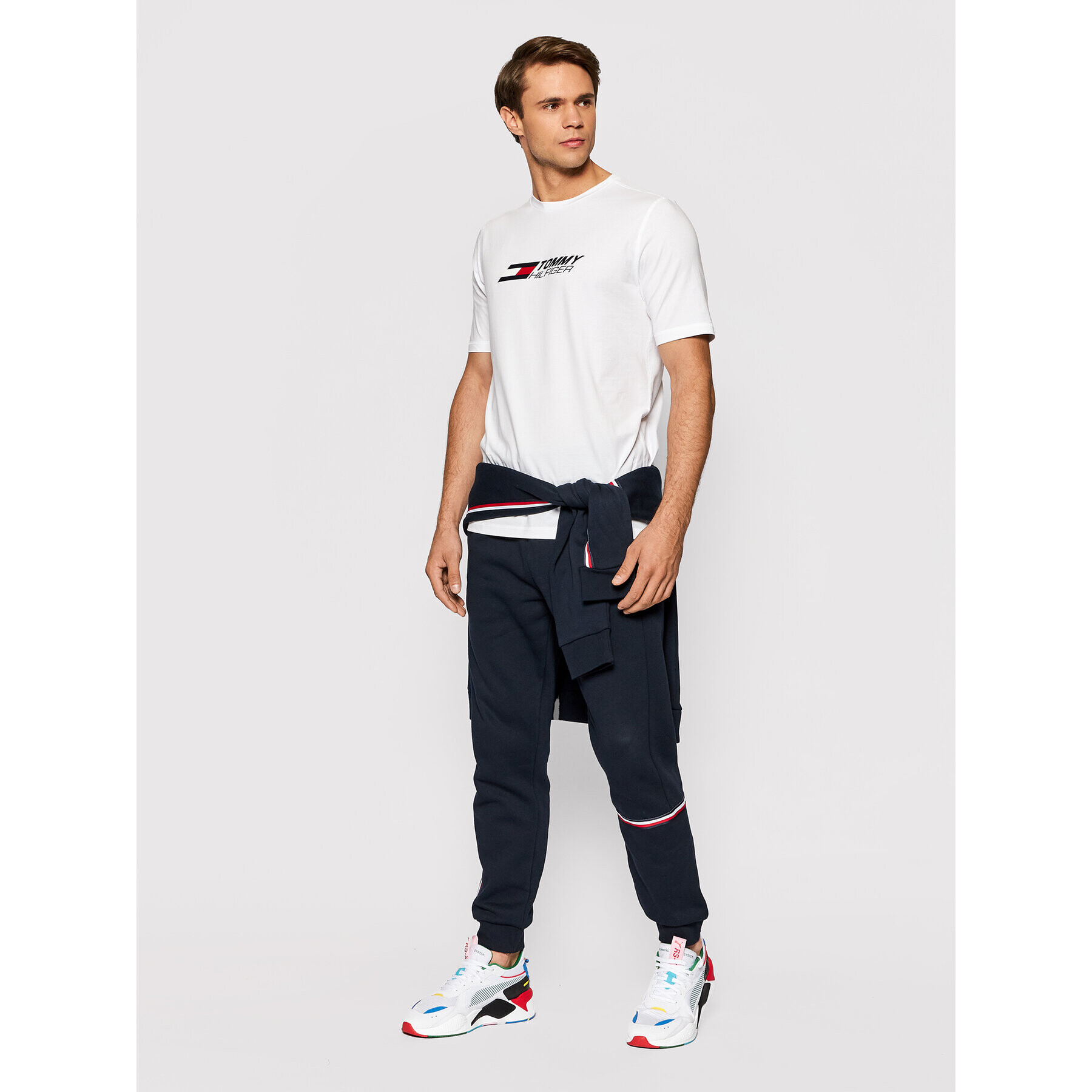 Tommy Hilfiger Tricou Logo MW0MW21098 Alb Slim Fit - Pled.ro