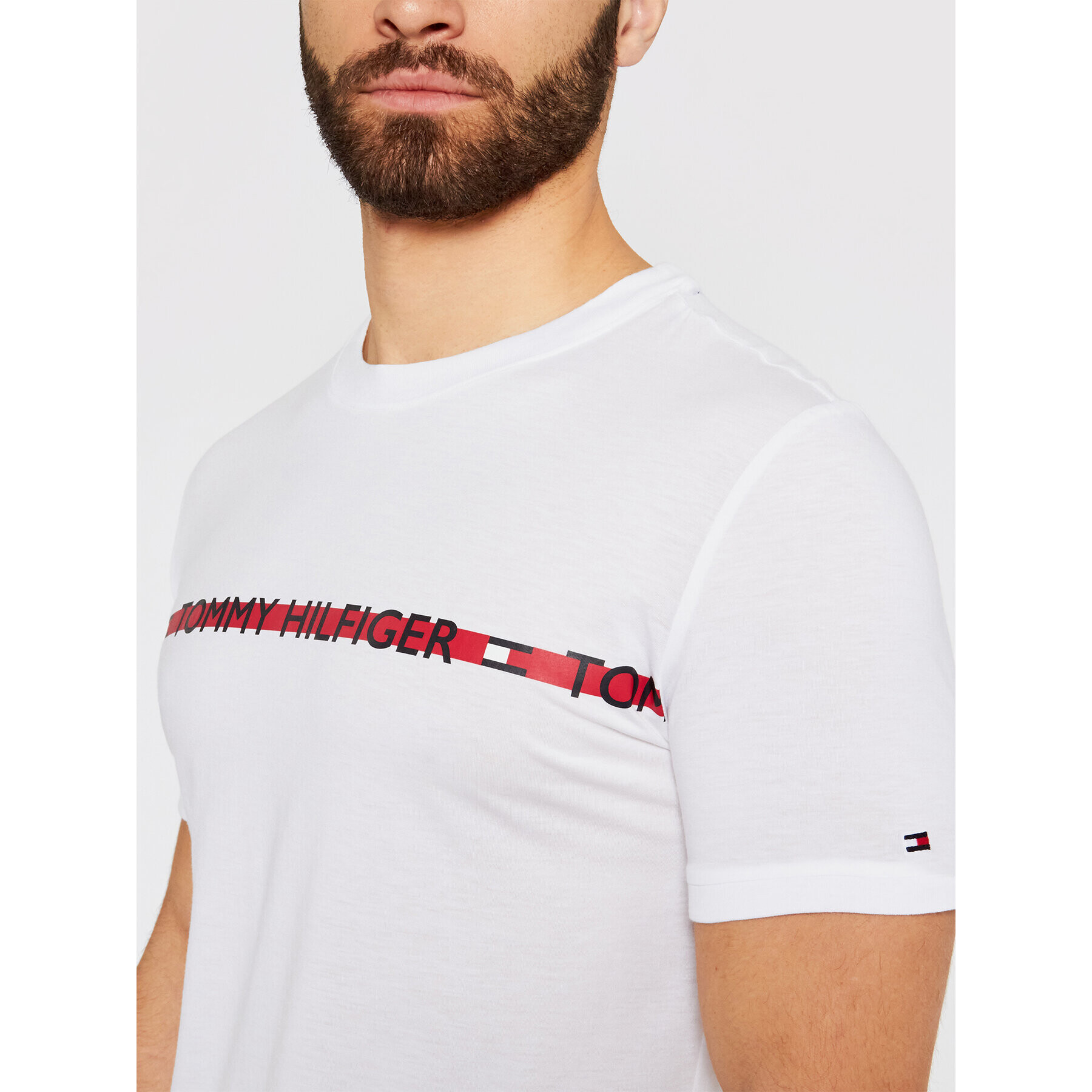 Tommy Hilfiger Tricou Logo UM0UM01915 Alb Regular Fit - Pled.ro