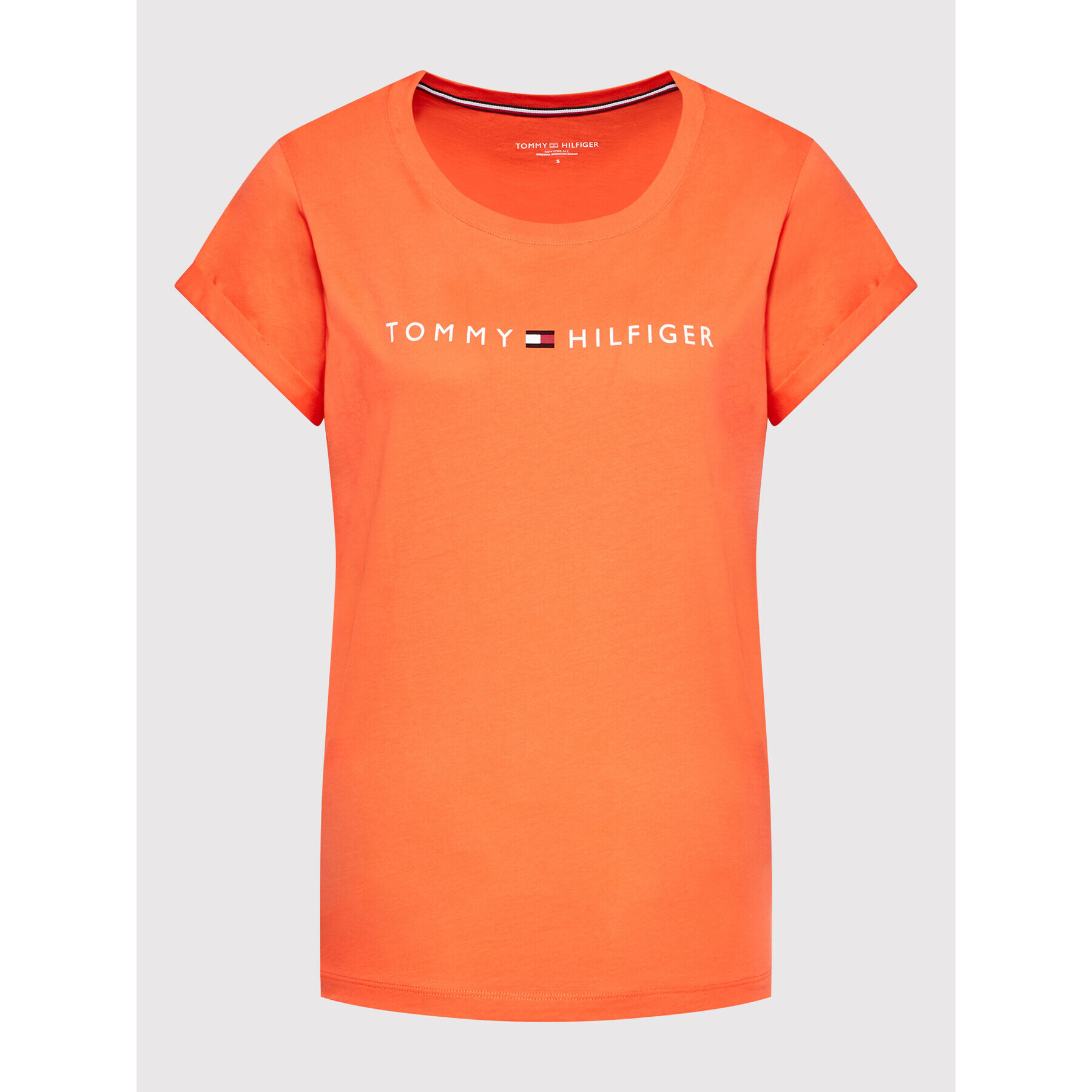 Tommy Hilfiger Tricou Logo UW0UW01618 Portocaliu Regular Fit - Pled.ro