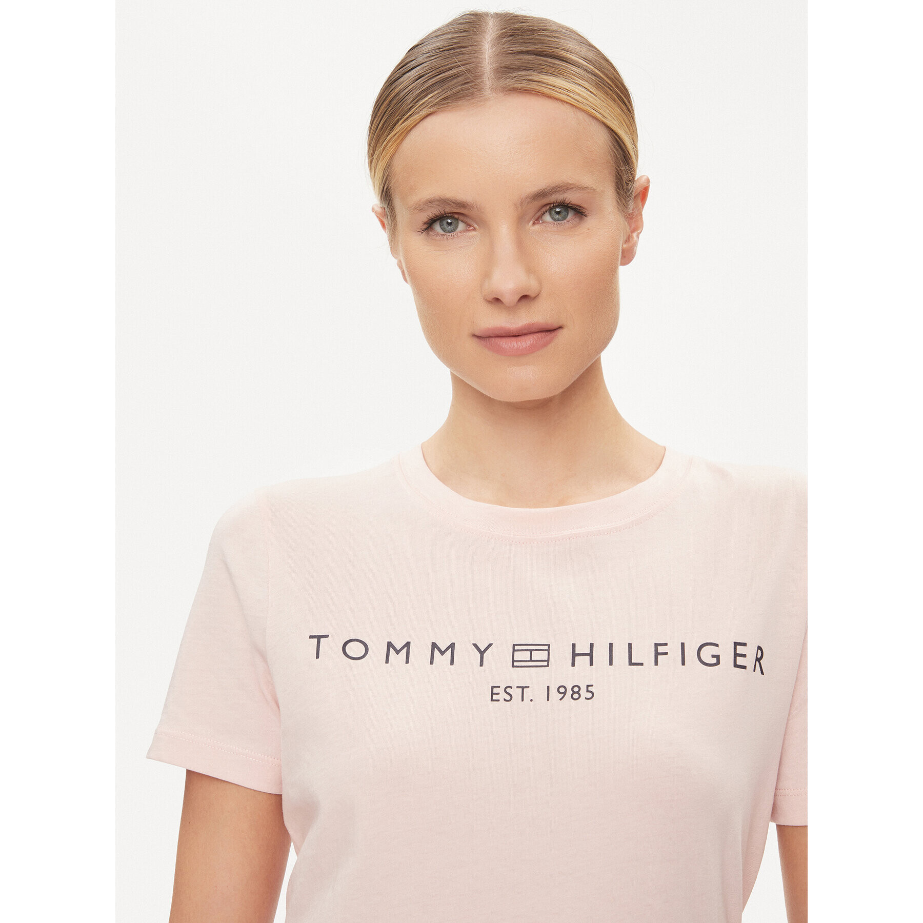 Tommy Hilfiger Tricou Logo WW0WW40276 Roz Regular Fit - Pled.ro